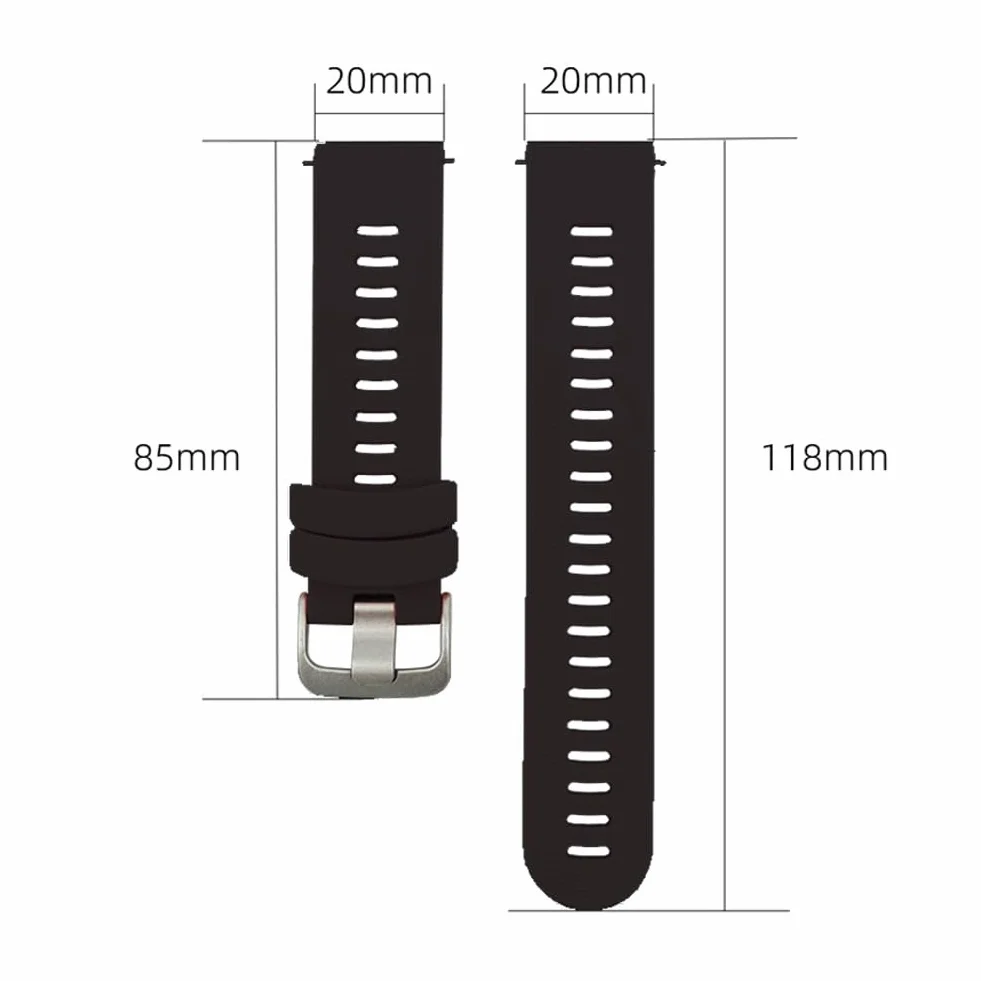 Silikonowy pasek zapasowy 20mm kompatybilny z Garmin Forerunner 245/245 Music, 645/645 Music, Vivoactive 3/5/3 Music, Vivomove HR/Venu/Move 3 Czarny