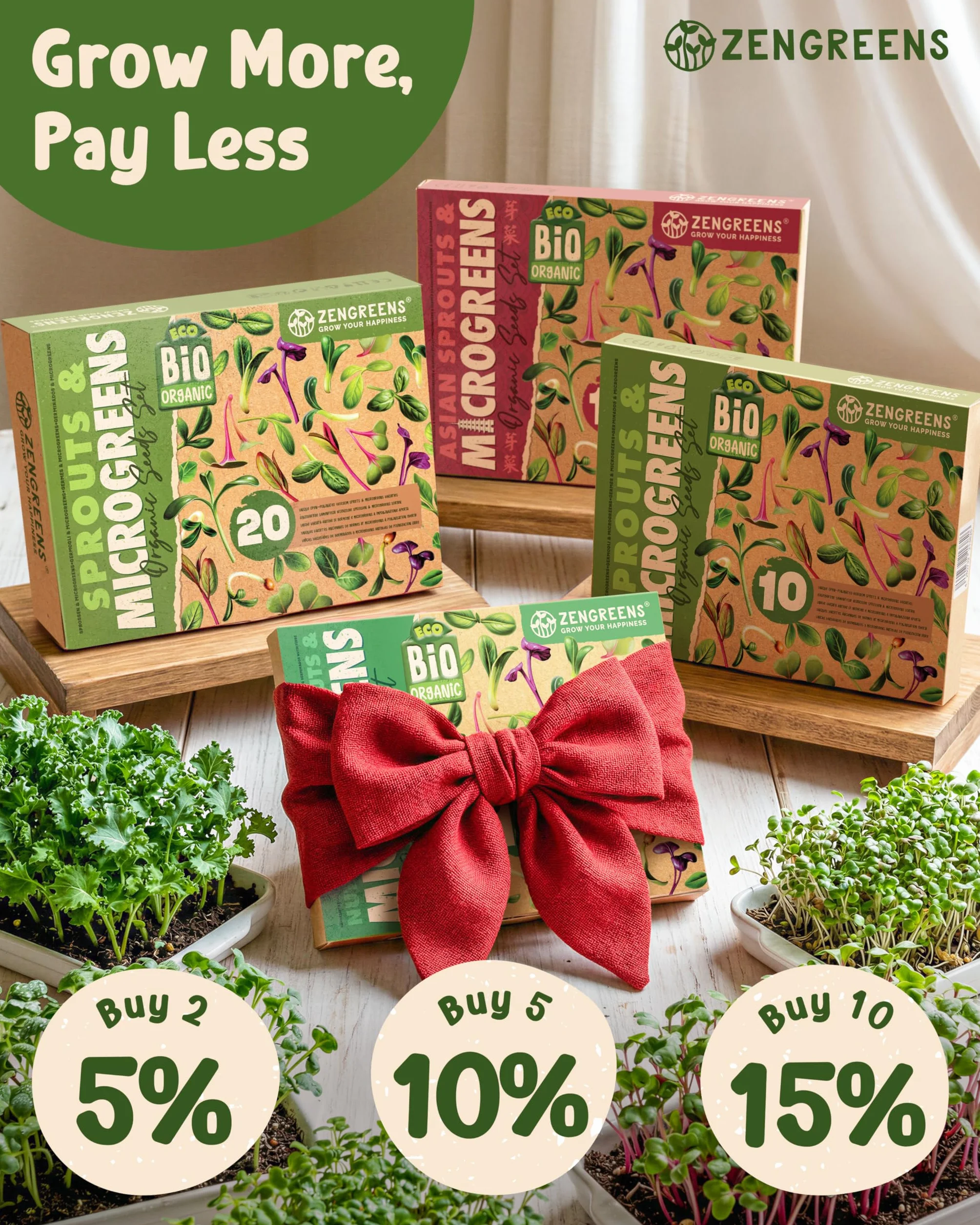 ZenGreens® - Organiczne Kiełki & Microgreens Zestaw Nasion - 20szt