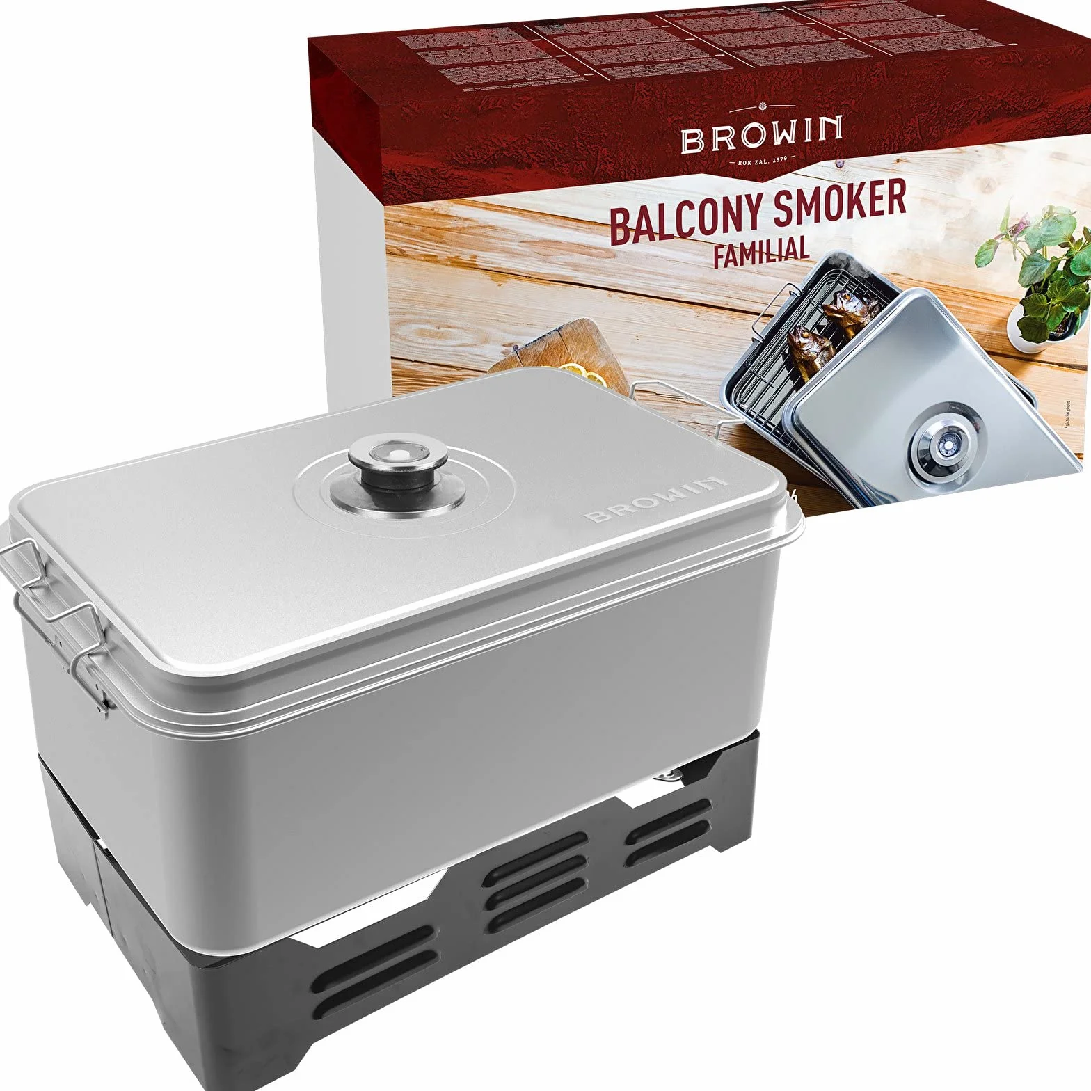 BROWIN® Zestaw wędzarniczy stołowy ze stali nierdzewnej z termometrem 330006 | nierdzewny | piec wędzarniczy stołowy | ryby i inne grillowanie i wędzenie | akcesoria kempingowe
