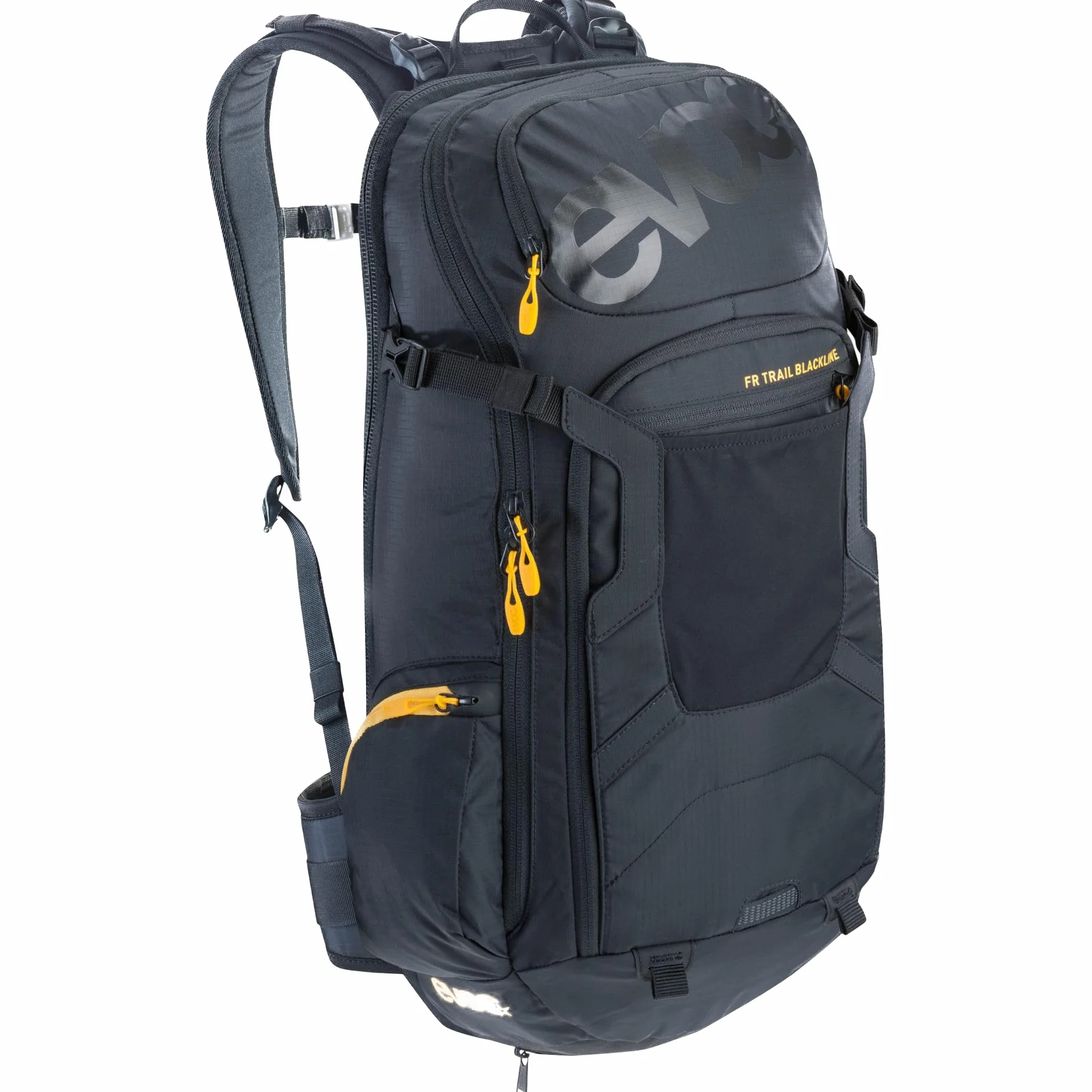 EVOC FR TRAIL BLACKLINE 20l plecak z ochraniaczem, plecak na wycieczki rowerowe i szlaki (LITESHIELD ochraniacz pleców z certyfikatem TÜV/GS, LITESHIELD SYSTEM AIR, rozmiar M/L), czarny