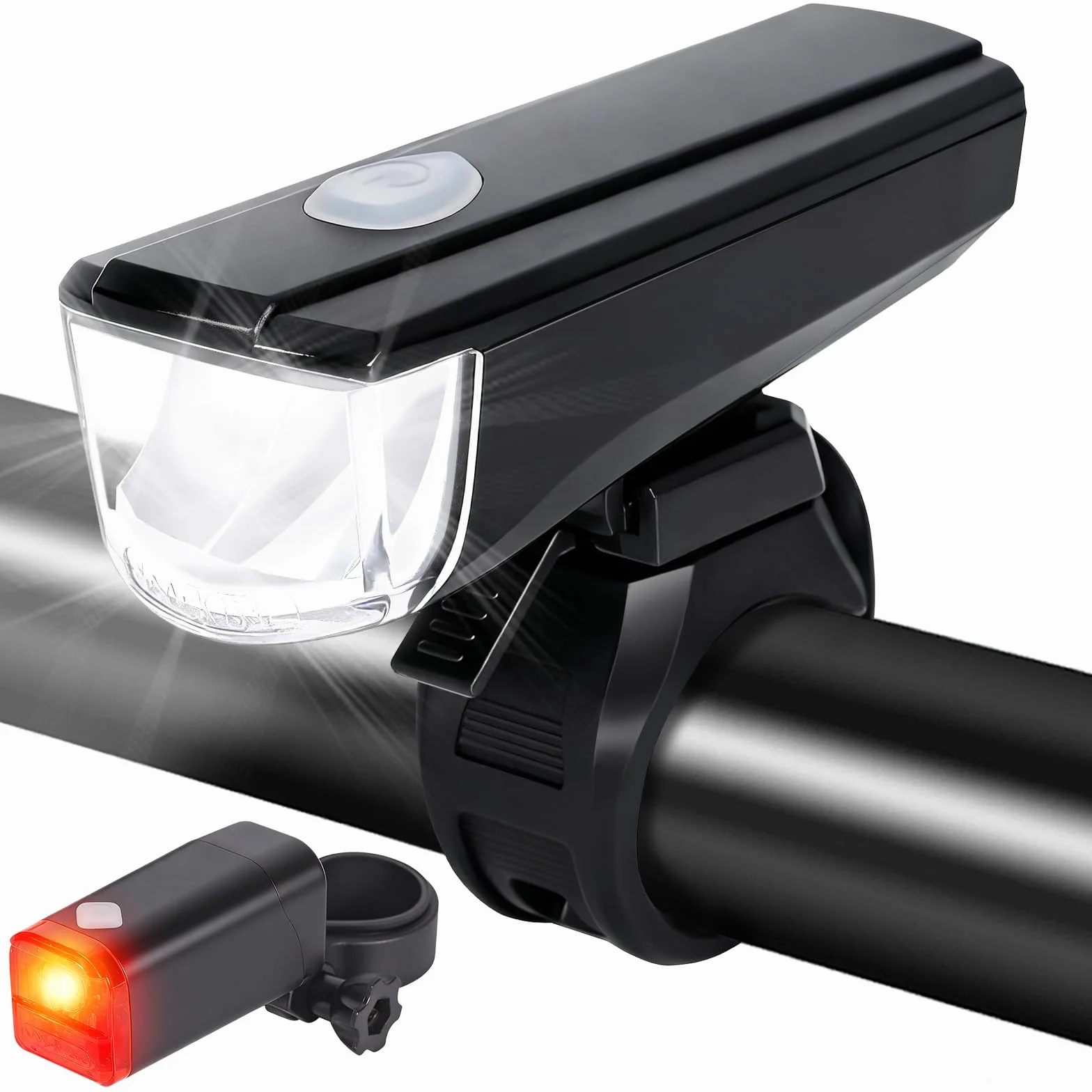 Zestaw Oświetlenia Rowerowego, Akumulatorowe Lampy Rowerowe, Zatwierdzone Według StVZO Oświetlenie Rowerowe, Wodoodporny Zestaw LED Oświetlenia Rowerowego IPX5, latarka rowerowa