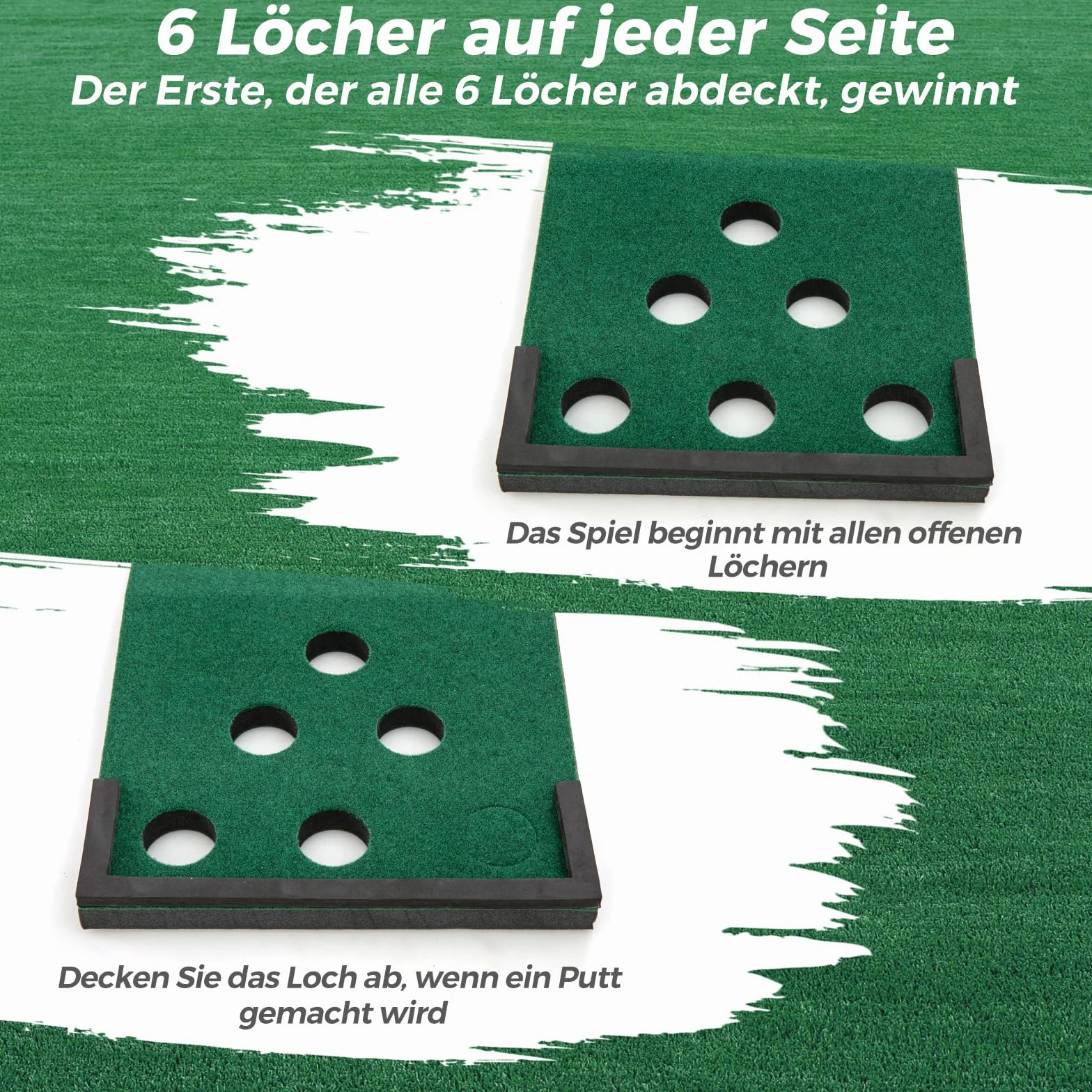 COSTWAY Mata do gry w golfa 332 x 50 cm, putting green z 2 regulowanymi kijkami do puttingu, 6 piłkami i 12 osłonami otworów, przenośna mata golfowa do użytku wewnątrz i na zewnątrz, mata do ćwiczeń