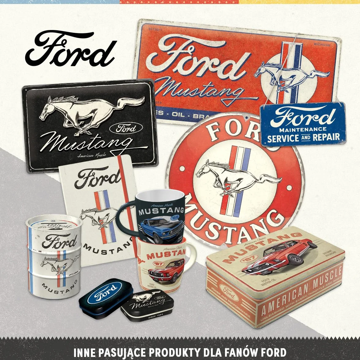 Nostalgic-Art Retro kubek emaliowany, 360 ml, Ford Mustang – The Boss – Pomysł na prezent dla miłośników Forda, Official License Product (OLP), kubek kempingowy na kawę, Styl vintage