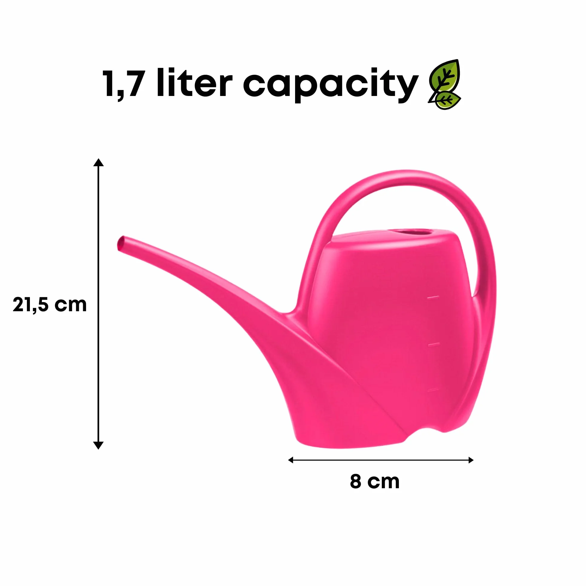 Mała konewka do roślin pokojowych, 1,7 l, z wysokiej jakości tworzywa sztucznego, poręczna konewka do użytku wewnątrz pomieszczeń, idealna do nawadniania roślin pokojowych, różowa