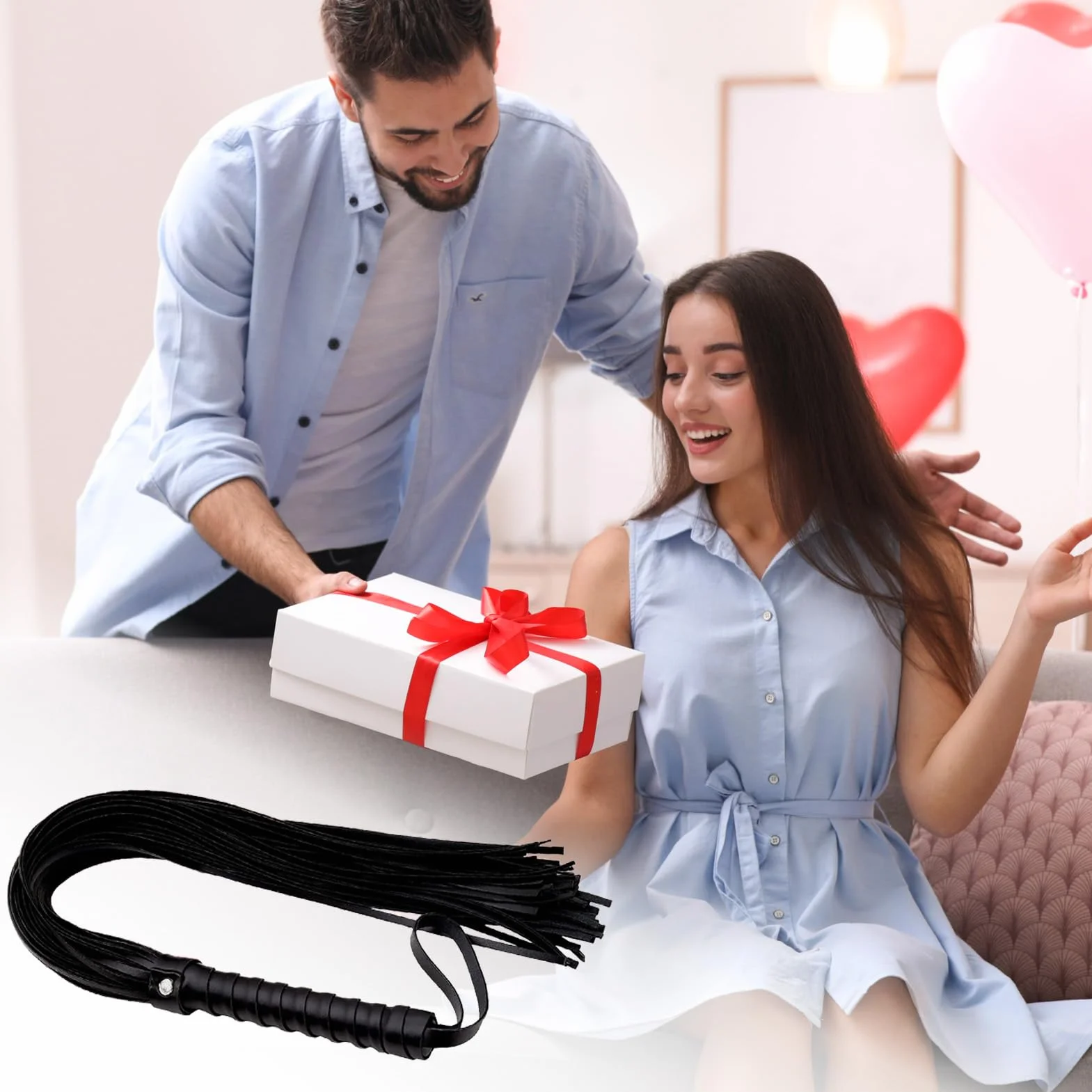 Bicz do jazdy konnej 48 cm skórzany uchwyt rekwizyt