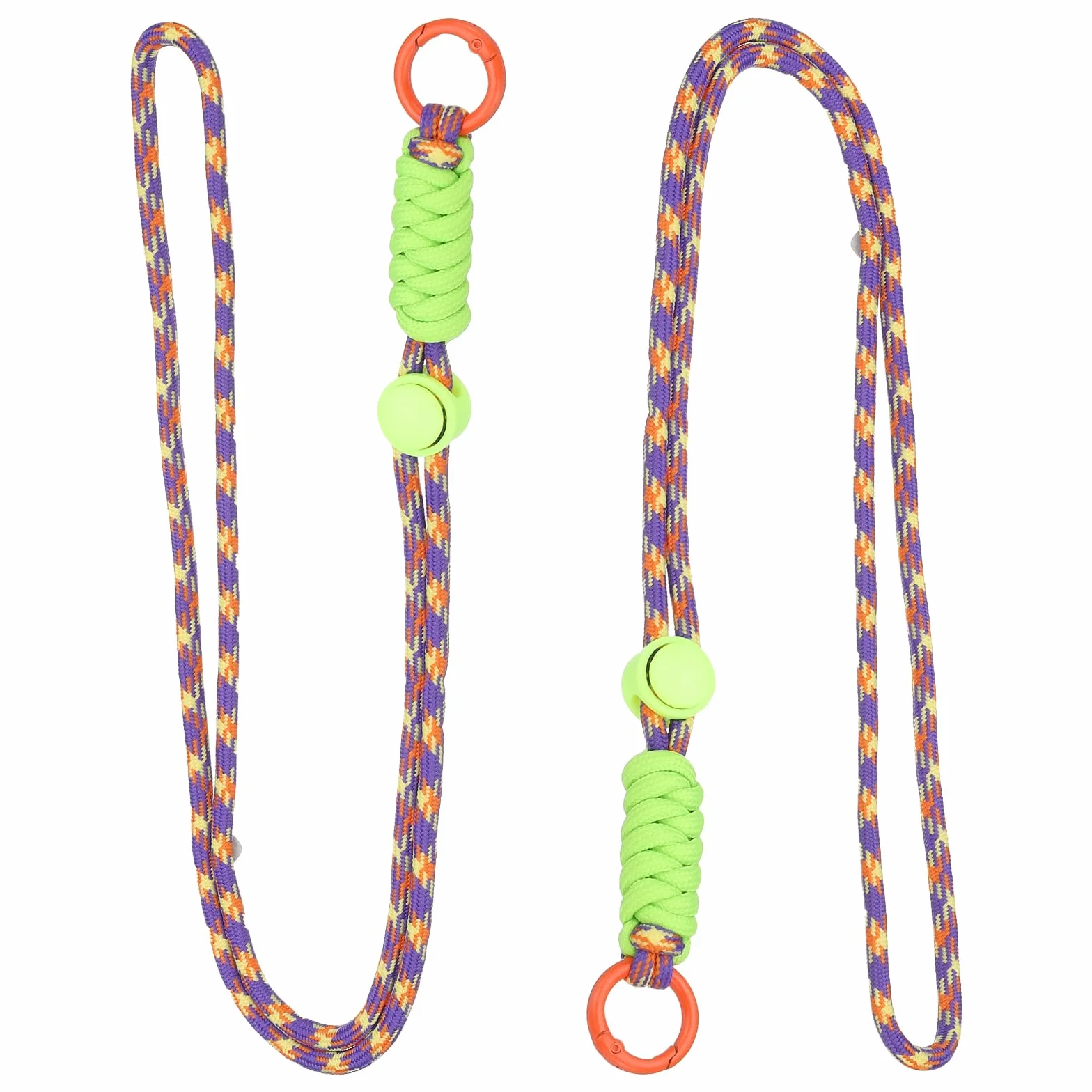 PATIKIL Smycz paracord, 2 szt., smycz Paracord z dzielonym pierścieniem i klipsem, dopasowana kolorystycznie smycz do aktywności na świeżym powietrzu, wisiorek do torby, klucze, żółty, fioletowy,