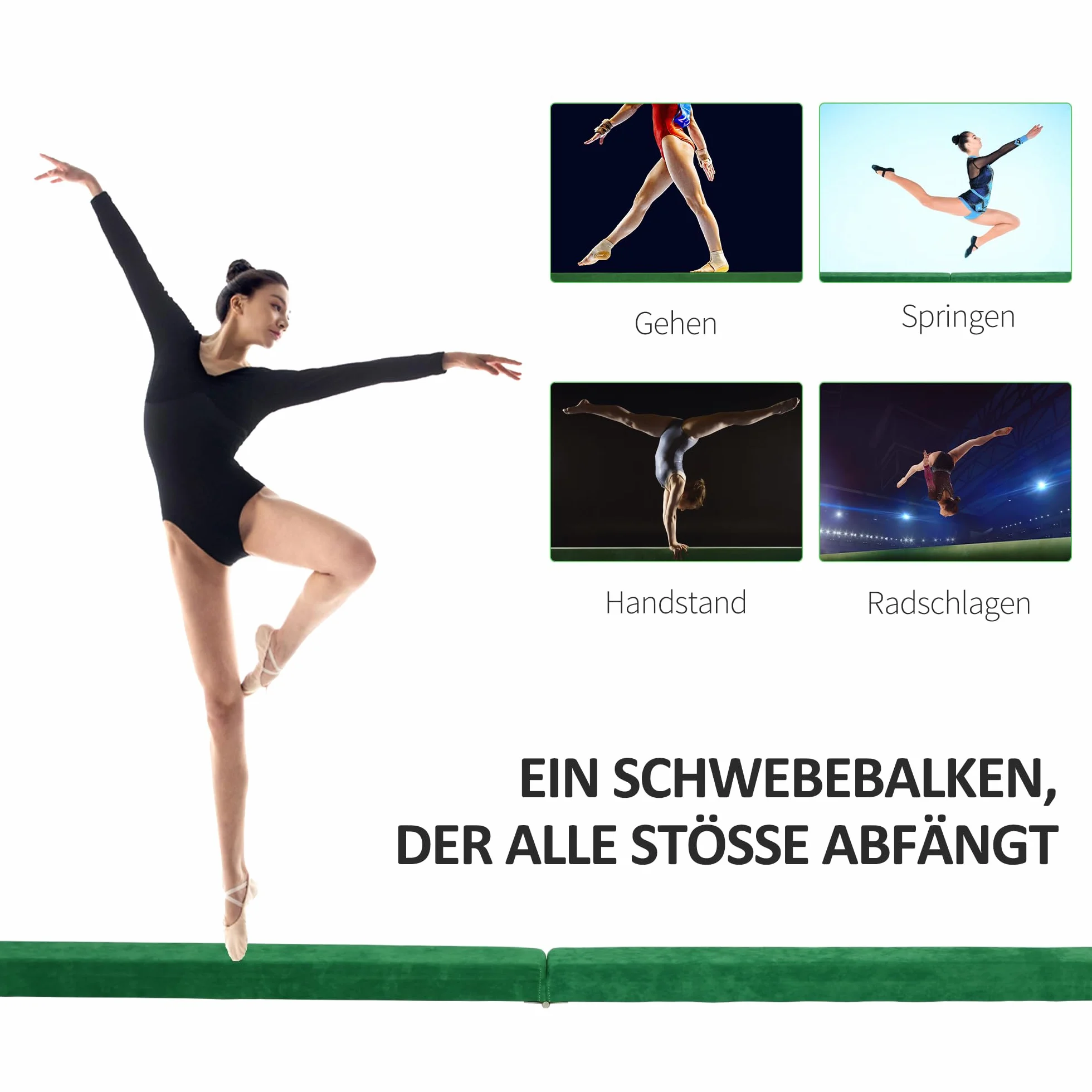 HOMCOM 210 cm Schwebebalken Turnbalken Indoor Outdoor Balance Beam Klappbarer Turnbalken Balance Balken Balancierbalken bis 120 kg