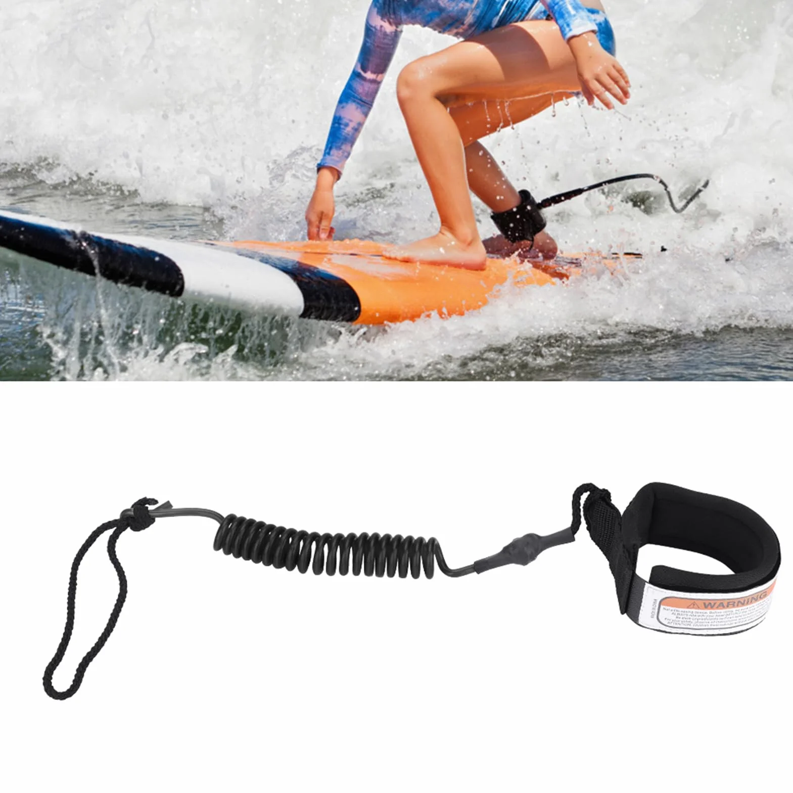 Smycz surfingowa ze sprężyną 5 mm czarna