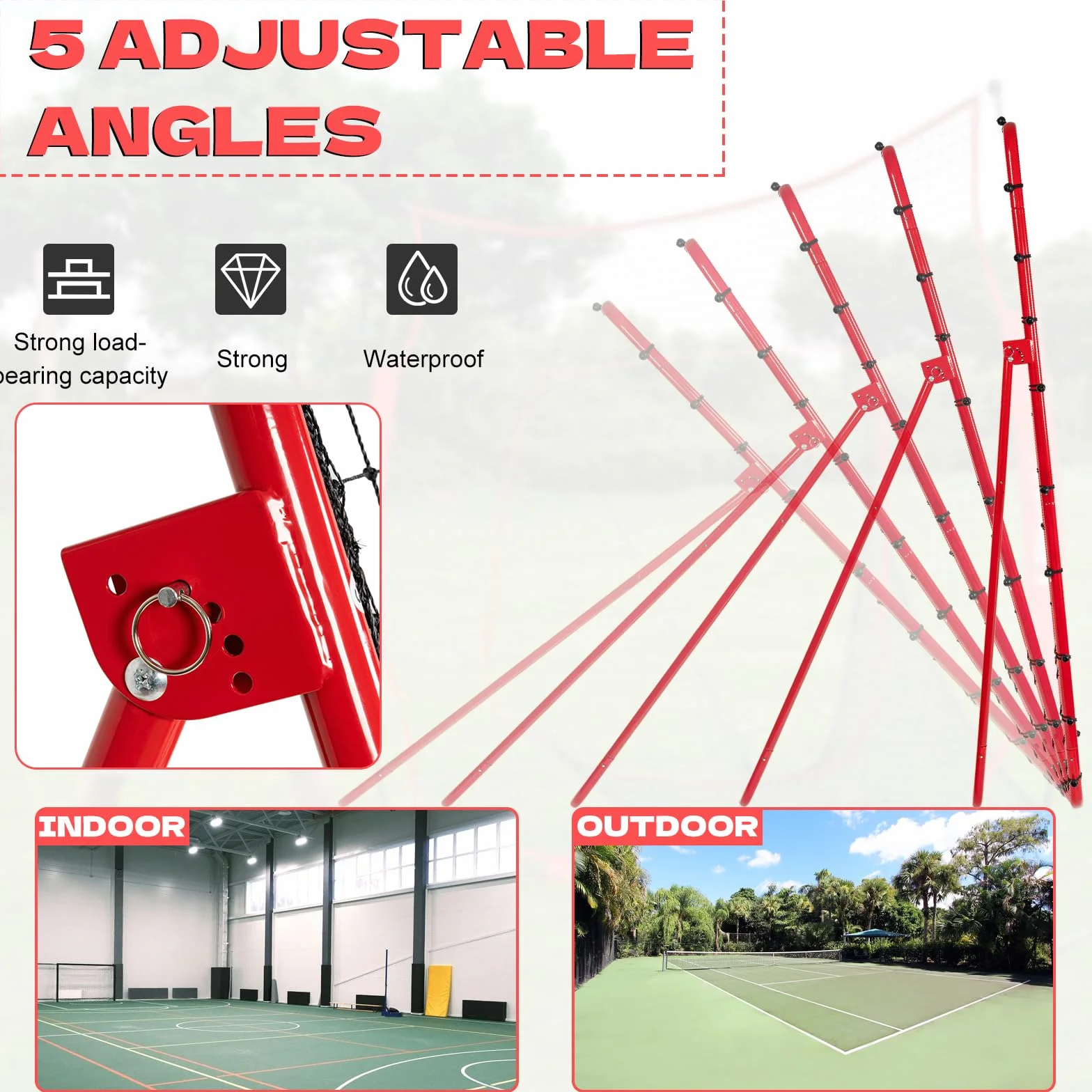 AKOZLIN Baseball Softball Siatkówka Lacrosse Rebound Bounce Back Net 5 kątów regulowana 15 x 100 cm z siatką odbijającą strefę uderzenia, gniazdo baseballowe z torbą do przenoszenia