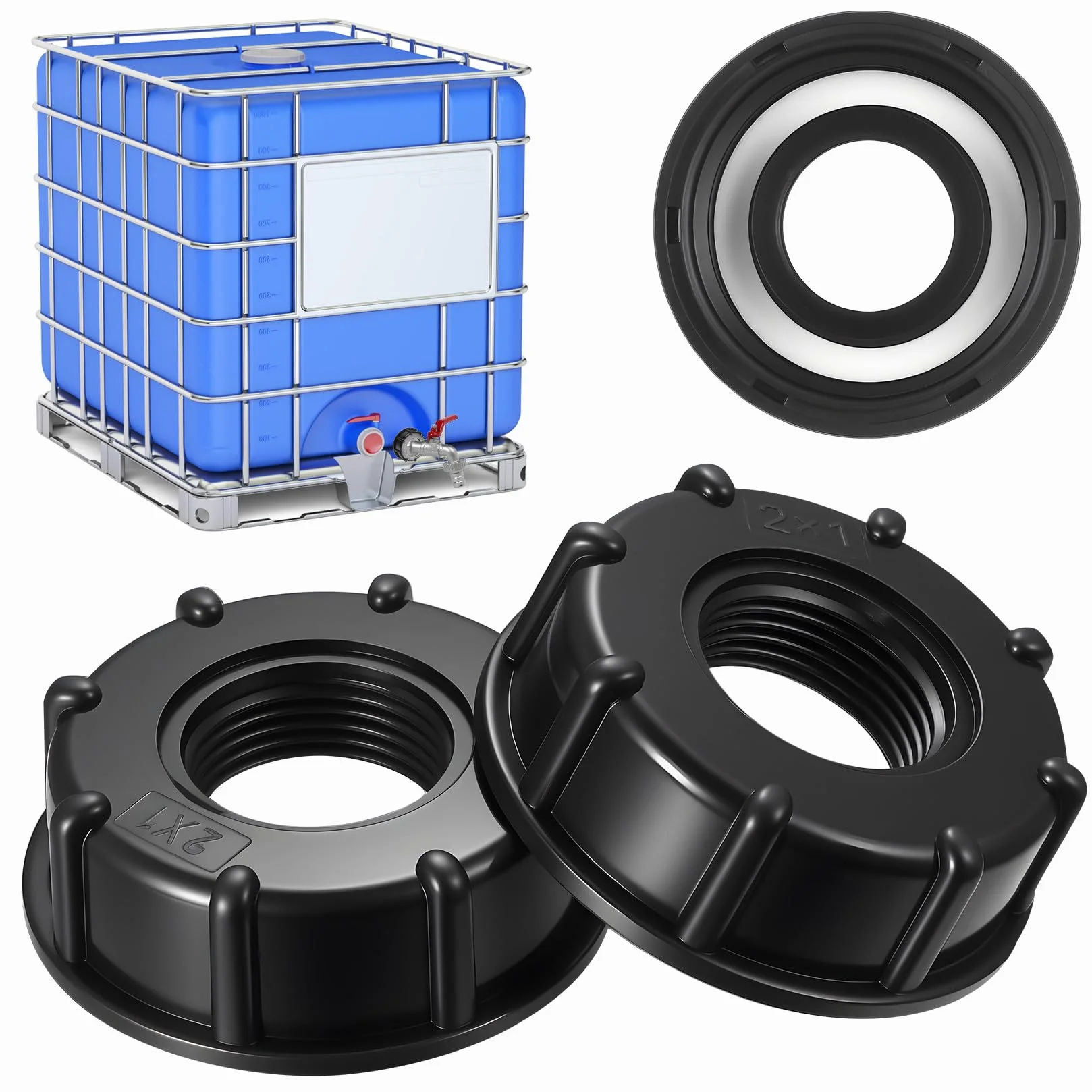 Zaślepka Adaptera IBC 1 Cal Gwint Wewnętrzny Plastikowa Zawór Zbiornika IBC Pokrywa S60x6 Akcesoria do Zbiorników Wody 1000l Czarny