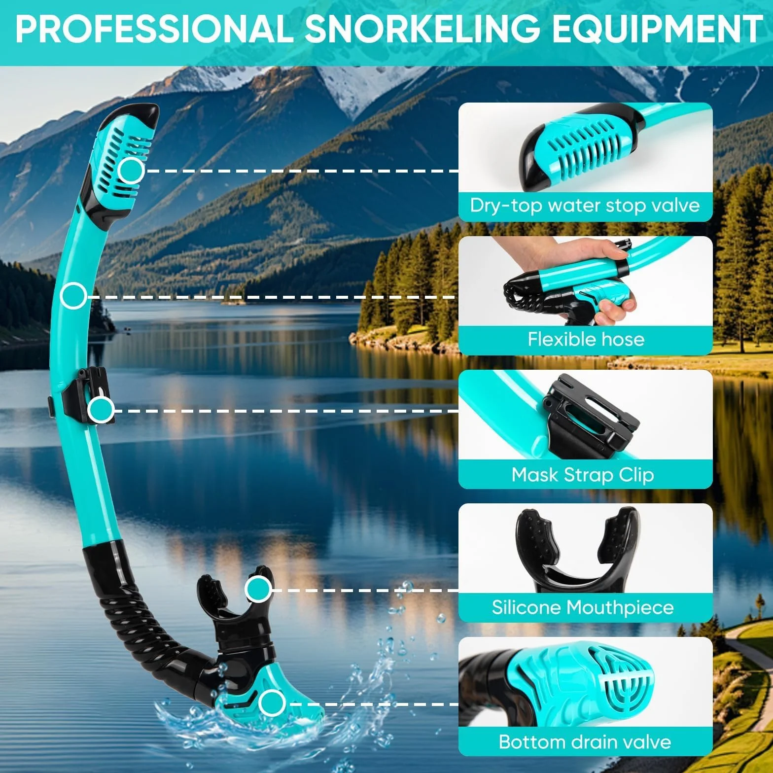 Zestaw do snorkelingu sucha maska z fajką ochrona przed zaparowaniem panoramiczny widok 180°