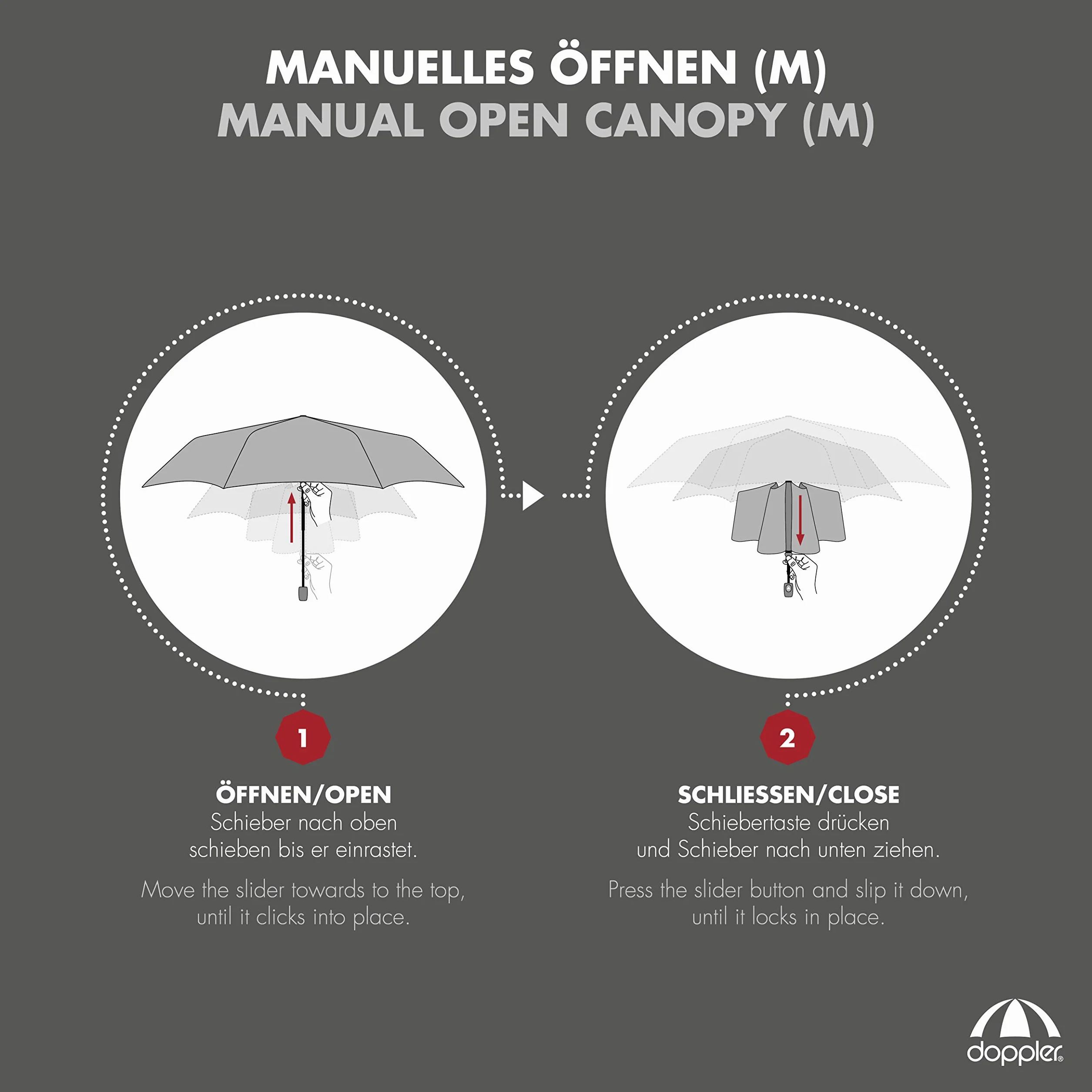 Doppler Fiber Golf Trekking Kieszonkowy parasol z klamrą na ramię