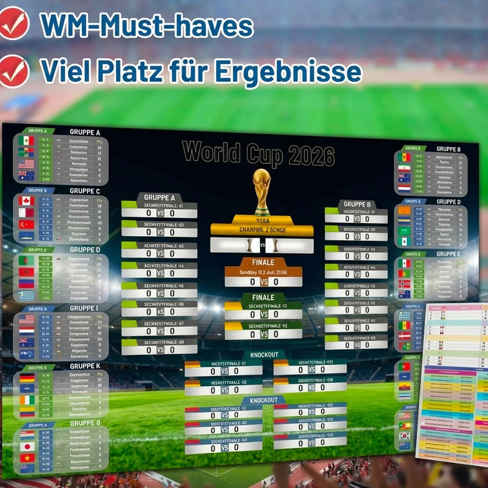 Plakat z planem meczów Turniej piłkarski 2026 90x60 cm zestaw 2 szt.