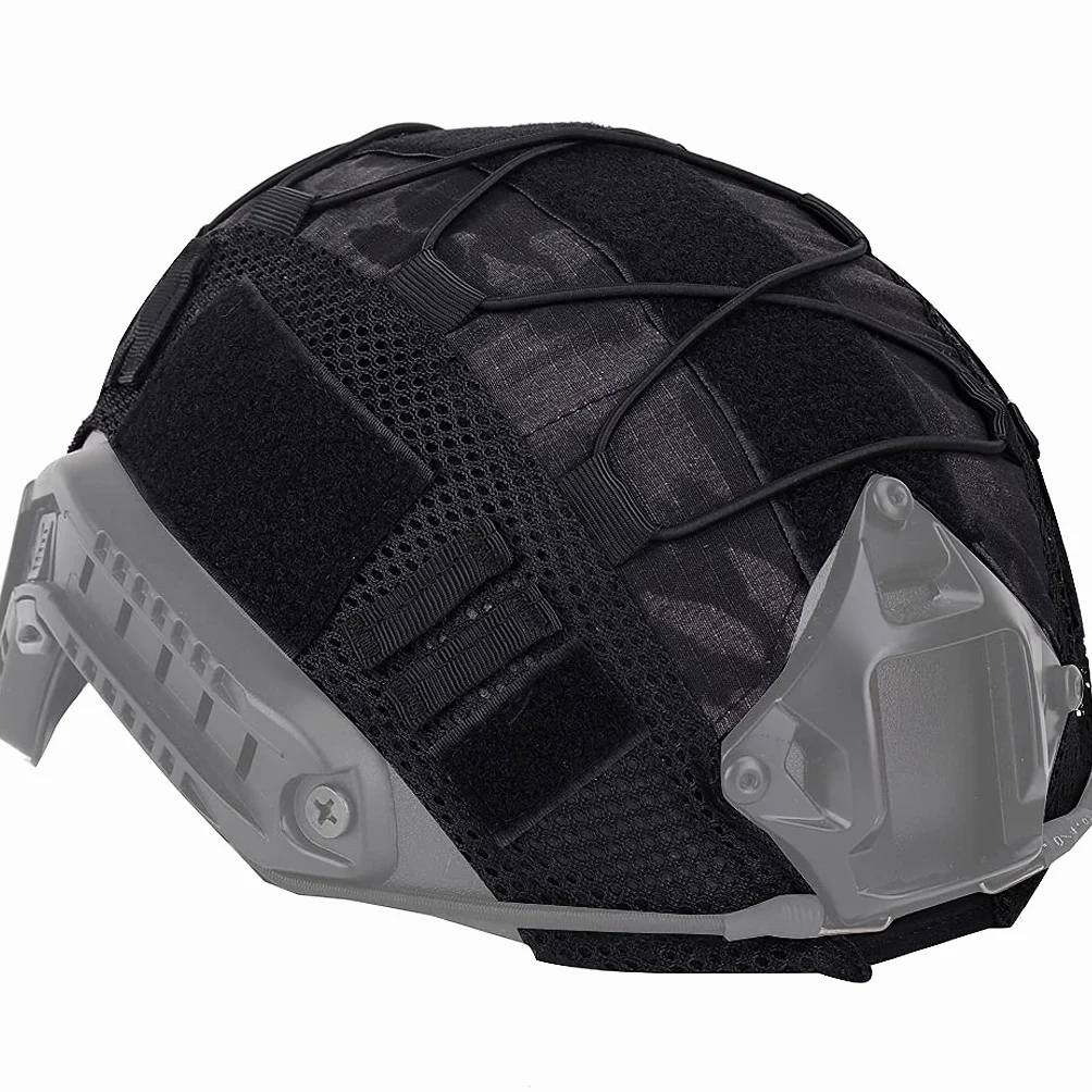 Pokrowiec na hełm taktyczny Airsoft, kamuflaż wojskowy nylonowy hełm, osłona przeciwpyłowa na kask do kasku FAST MH/PJ/BJ (bez kasku),Black