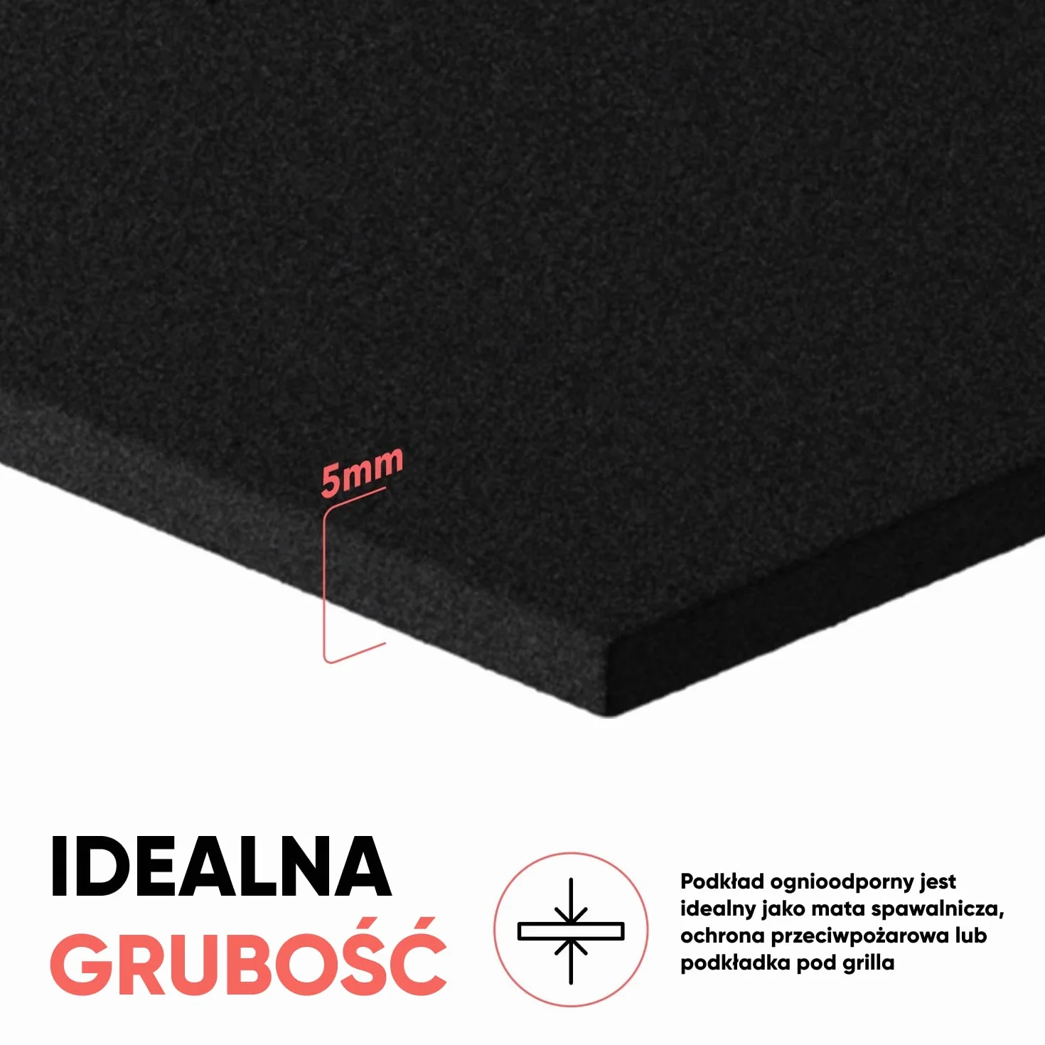 EVOCAMP dywan ognioodporny 50x50 cm - mata ognioodporna do 982°C - mata lutownicza jako mata przeciwpożarowa do bezpiecznej ochrony przeciwpożarowej
