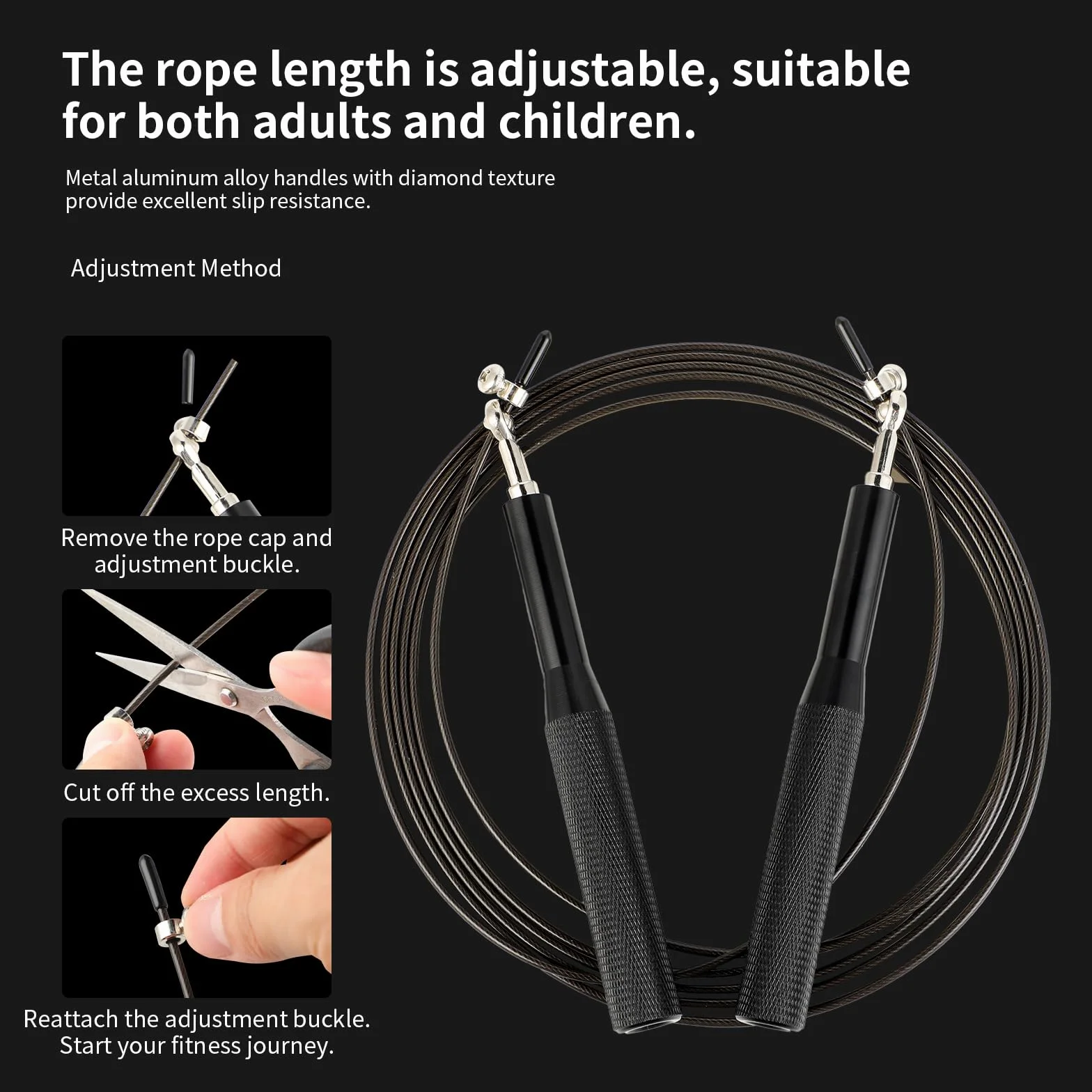 Skakanka z aluminiową rączką i diamentowym wzorem - 3M skakanie na skakance dla dorosłych, kobiet, mężczyzn i dzieci - Jump Rope do treningu - Idealna do fitnessu i wytrzymałości