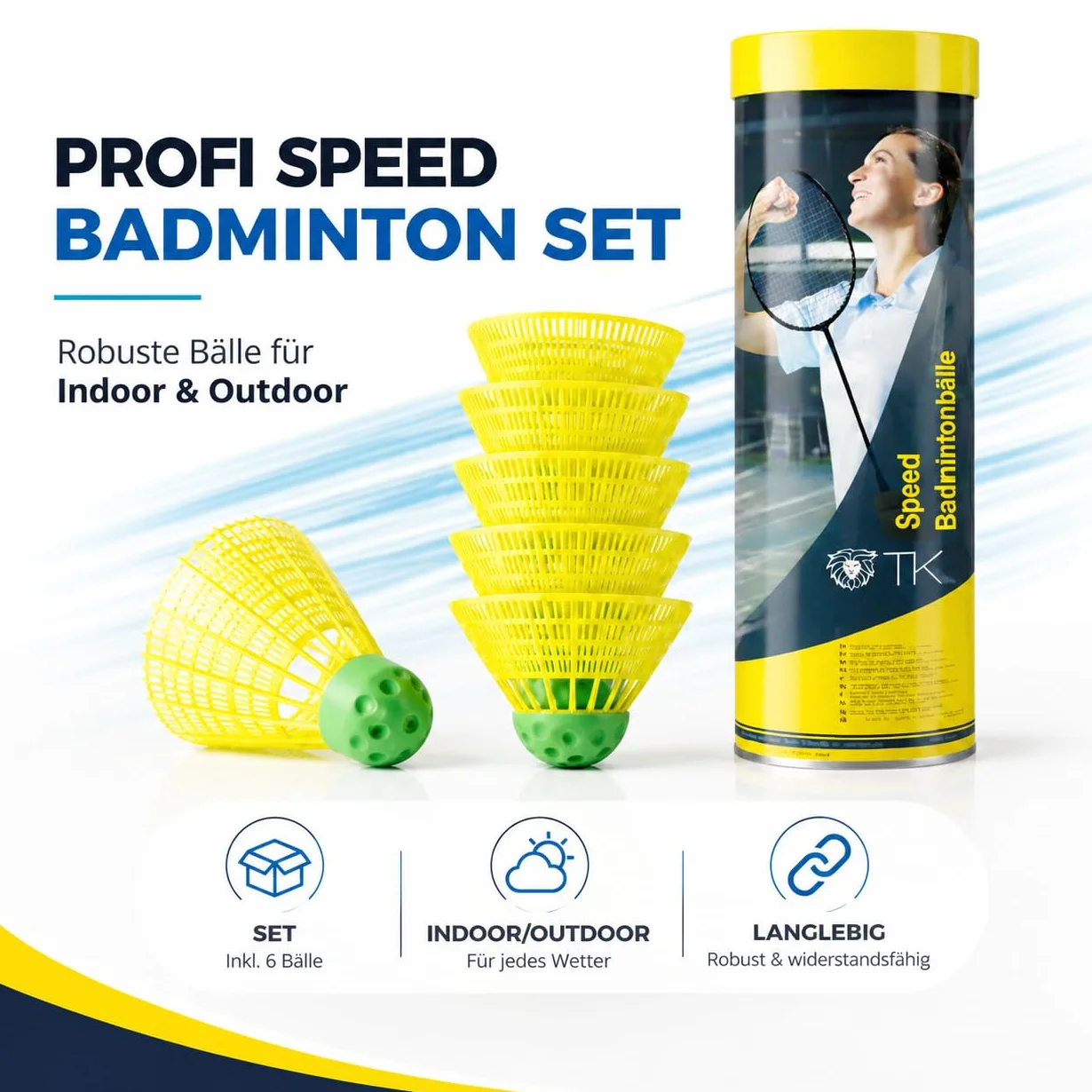 TK Gruppe Timo Klingler 5 x lotki do speedbadminton nylonowe do gry wewnątrz i na zewnątrz