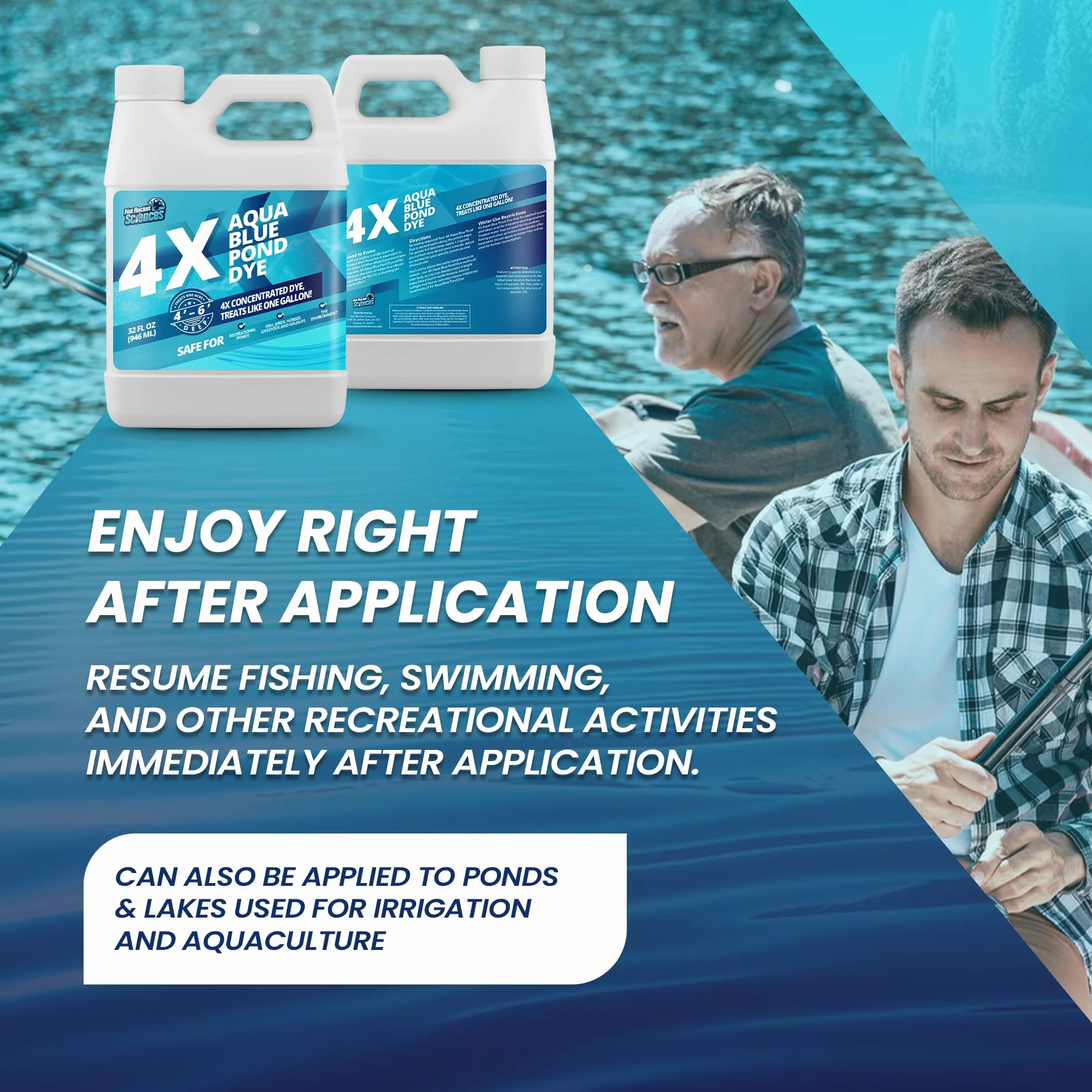 Aqua Blue Pond Dye 4X koncentrat, barwnik do jeziora i stawu niebieski do wodnego błękitu, idealny niebieski barwnik do stawu i barwnik jeziora, barwnik do stawu Aquashade, który chroni przed światłem