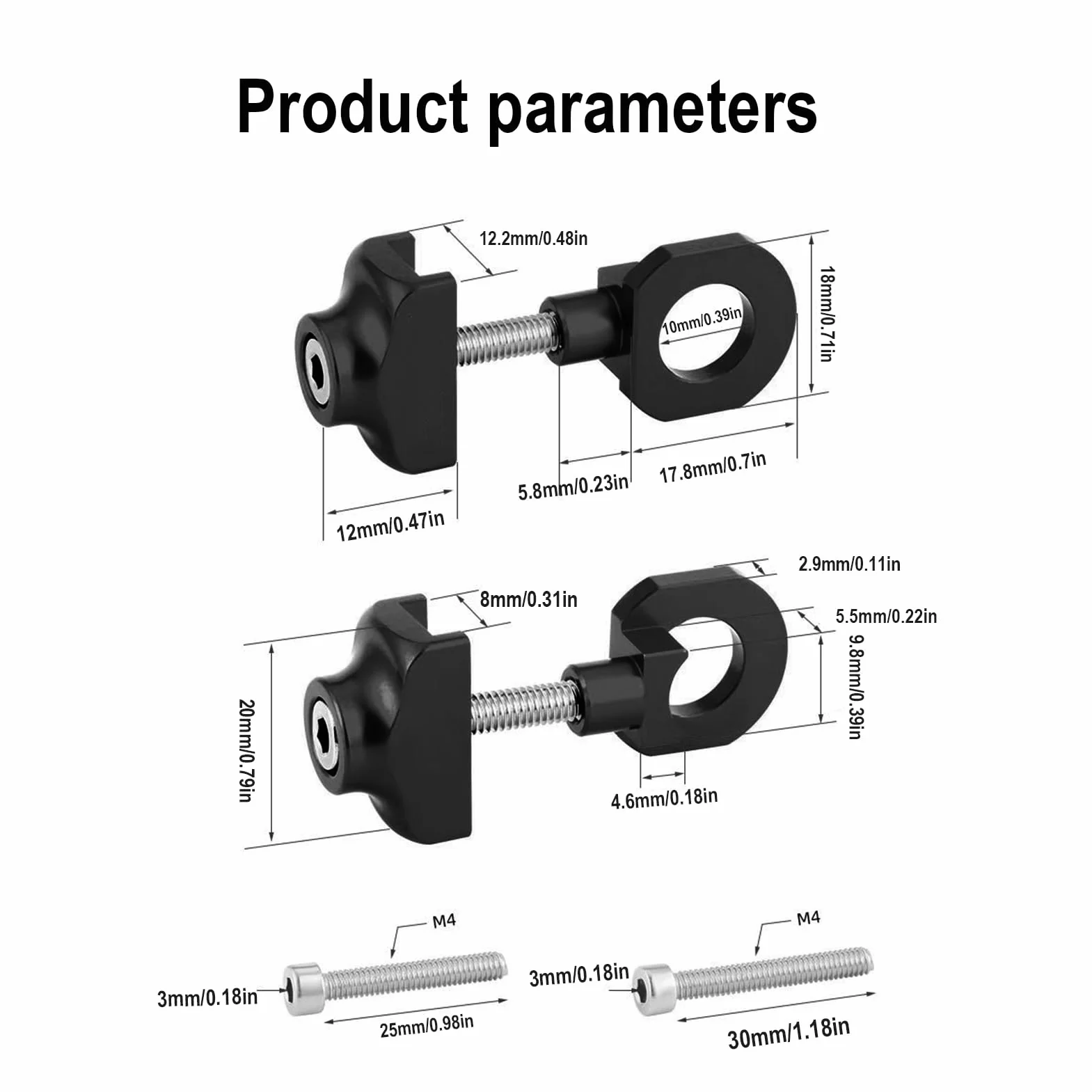 Bike Chain Tensioner, Portable Cycling Fastener, Chain Stabilizer Tool, 2x1.22x1.2cm Safety Enhancer, Fit, Black, for Men’s and Women’s Biking Performance Convenience
