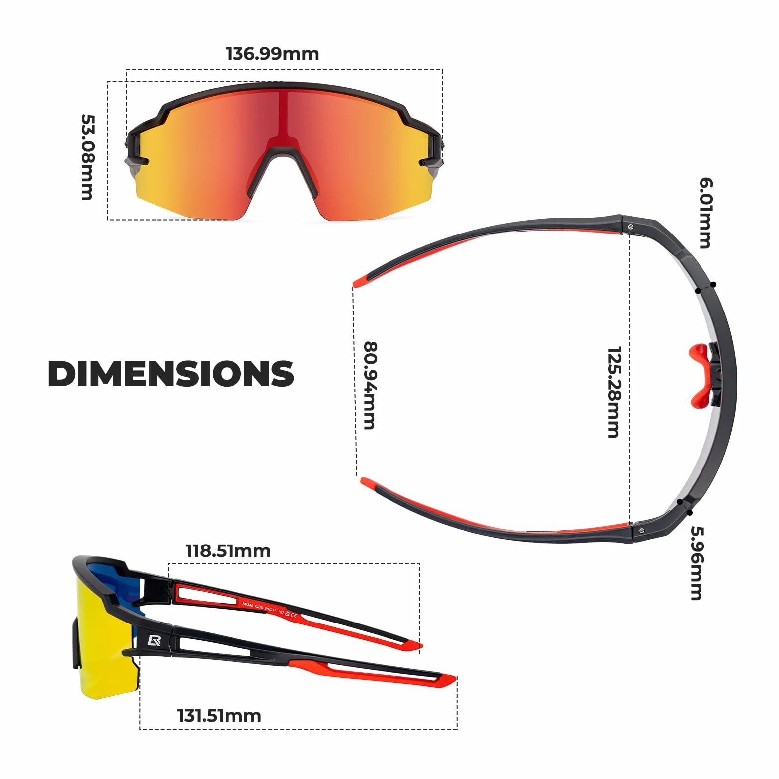 ROCKBROS Okulary Rowerowe Dla Dzieci, Polaryzacyjne Przeciwsłoneczne UV400 TR90