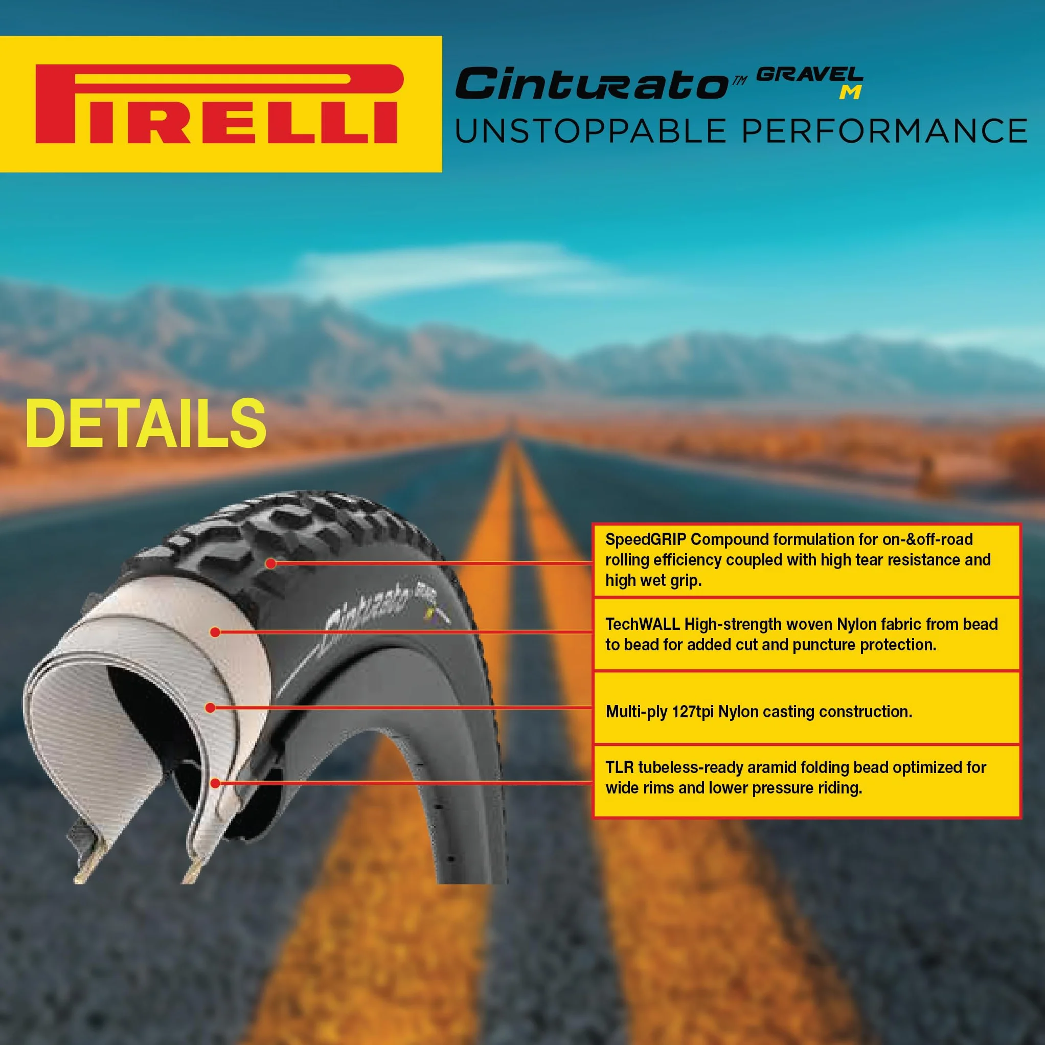 Pirelli Cinturato Gravel M 45-584 Classic, Adultos Unisex, Negro, ESTANDAR