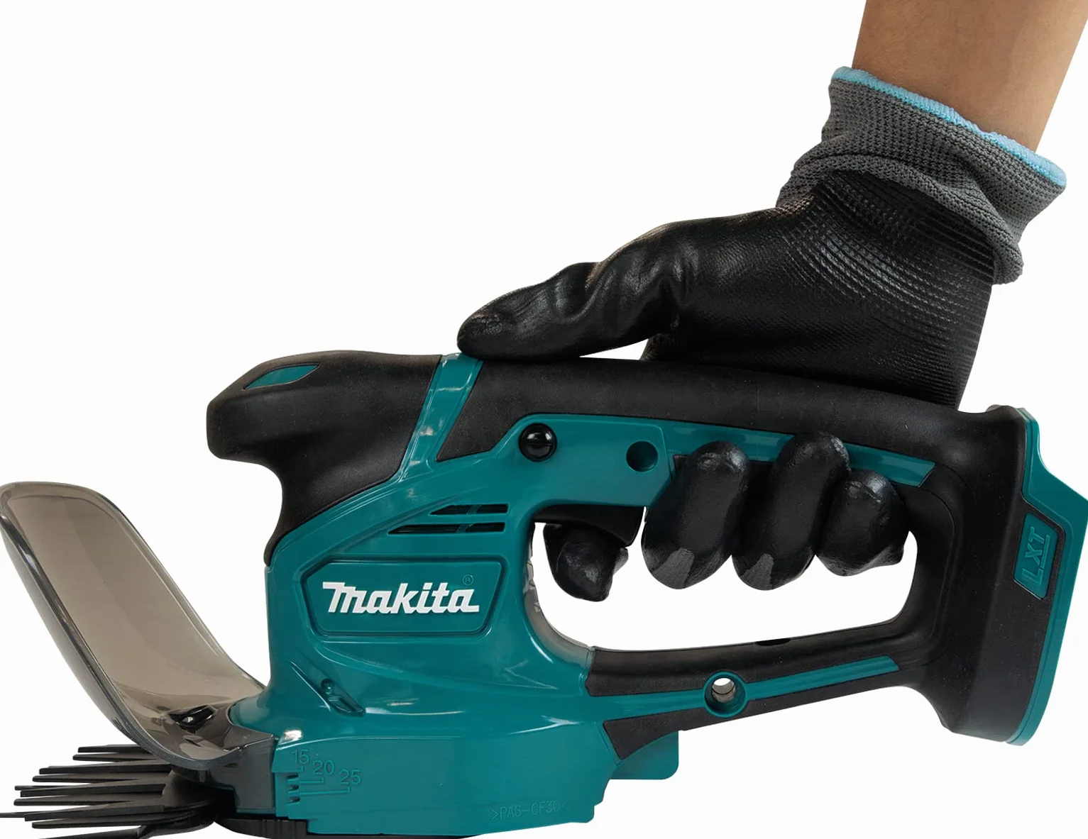 Makita DUM111ZX 18V litowo-jonowe LXT 110 mm nożyce do trawy w komplecie z nasadką trymera, baterie i ładowarka nie są dołączone