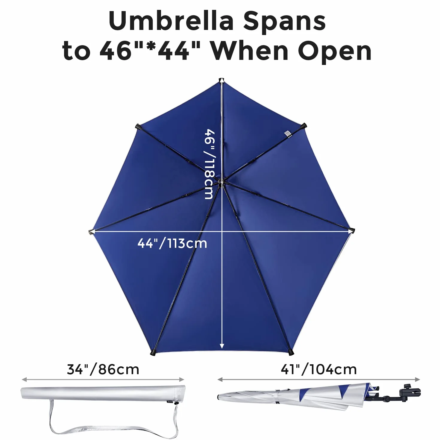 G4Free UPF 50+ Regulowany parasol plażowy XL z uniwersalnym zaciskiem na krzesło wózek inwalidzki wózek golfowy wybielacz patio
