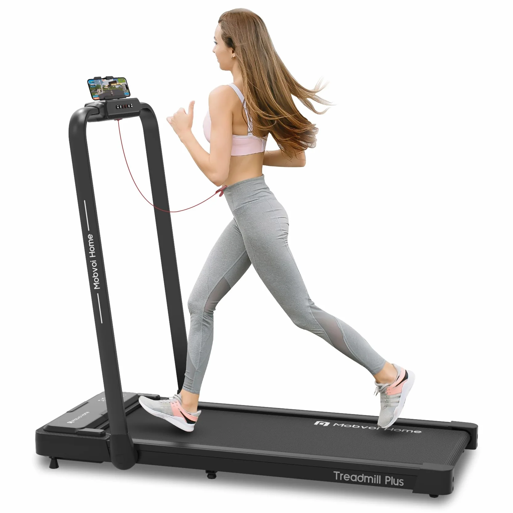 Mobvoi Home Treadmill Plus 3 w 1 składana bieżnia Walking Pad 2,5 KM Kompaktowa maszyna do biegania pod biurkiem do domu i biura Zdalne sterowanie Wyświetlacz LED Głośnik Duża 120 kg 12 km/h