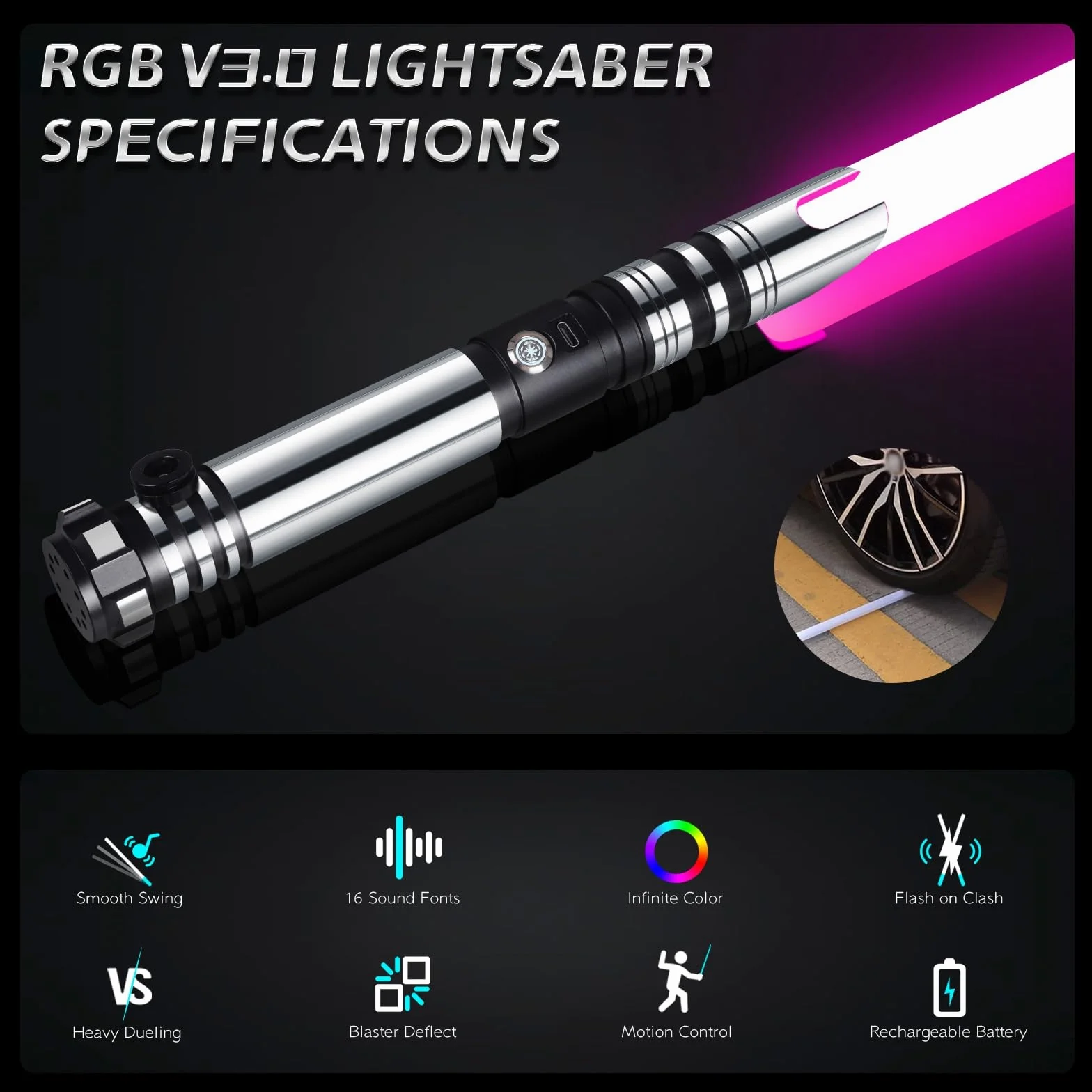 Miecz świetlny Smooth Swing 16 kolorów sterowanie ruchem metalowy uchwyt FX Lightsaber