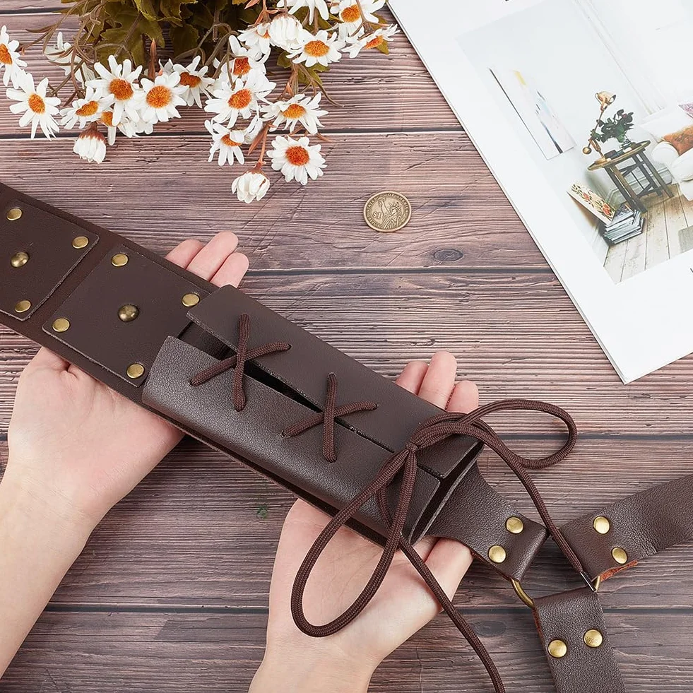GORGECRAFT Średniowieczny renesansowy miecz żaba, regulowany skórzany pasek na ramię, pasek crossbody, pasek retro, kabura LARP, kostium wojownika, akcesorium dla mężczyzn, Halloween, cosplay, czarny
