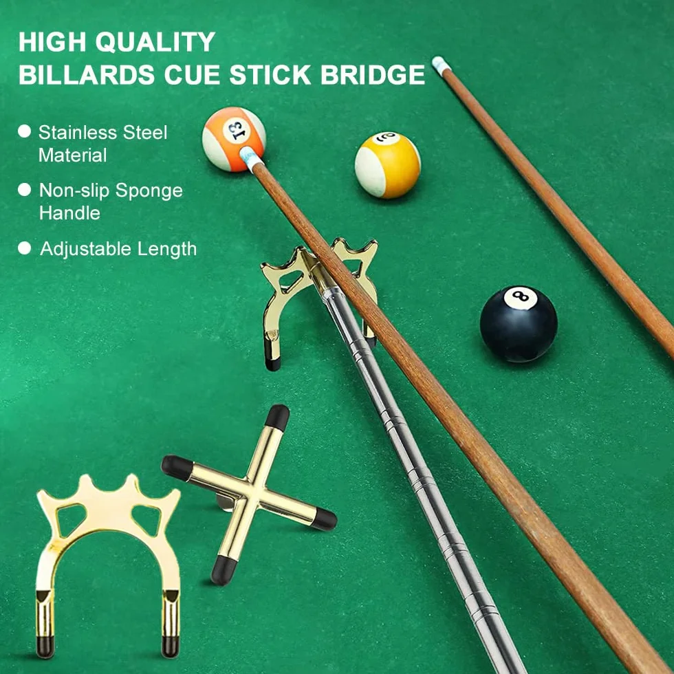 Mostek kija bilardowego, przedłużany kij do basenu, mosiężna głowica, wysuwany 35-140 cm, akcesoria snookerowe