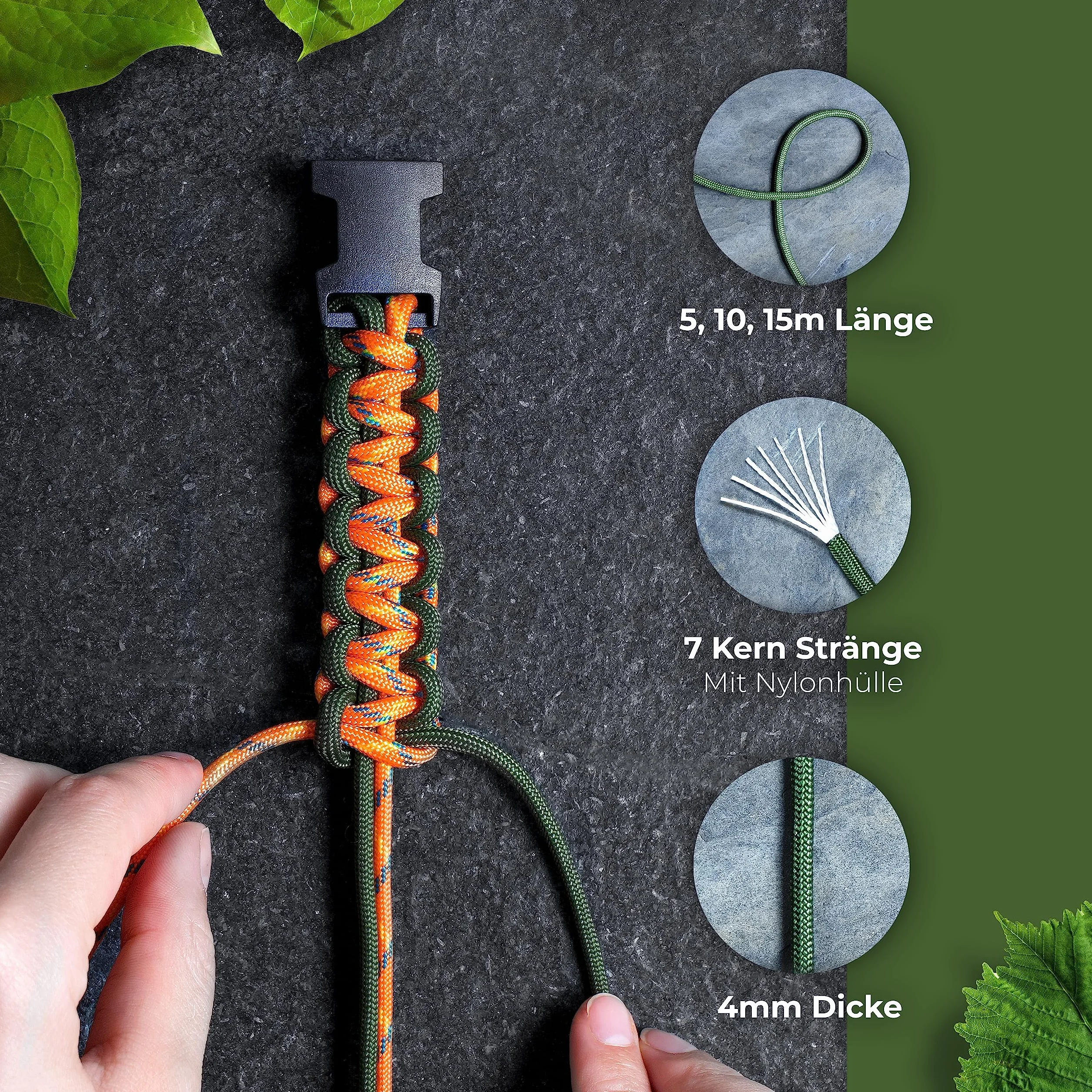 Linka Paracord 550 7 rdzeni 5 m niebiesko-szara do obroży dla psa