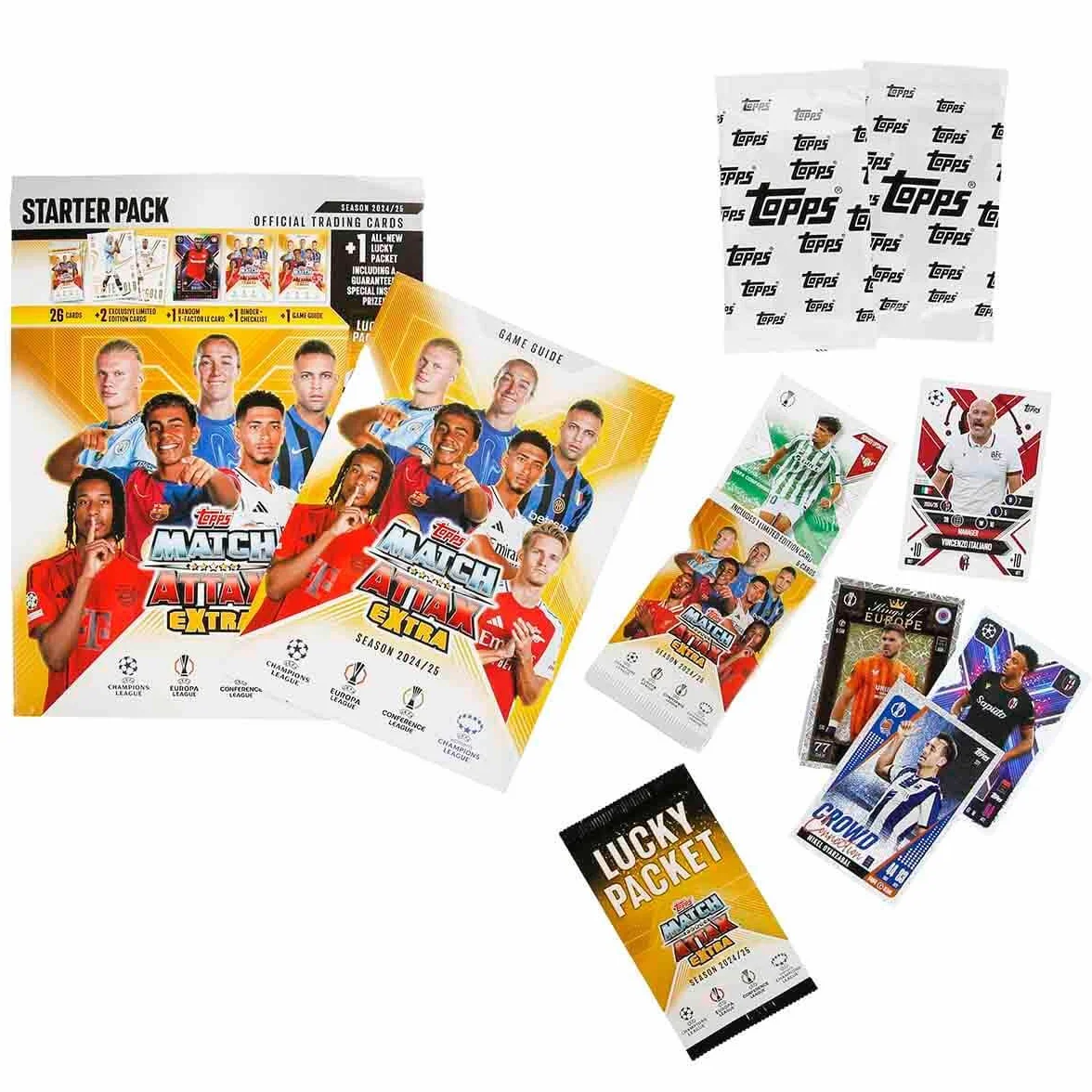 2024-25 Topps Match Attax Dodatkowe karty Ligi Mistrzów - Pakiet startowy (Album, 29 kart + 3 LE)