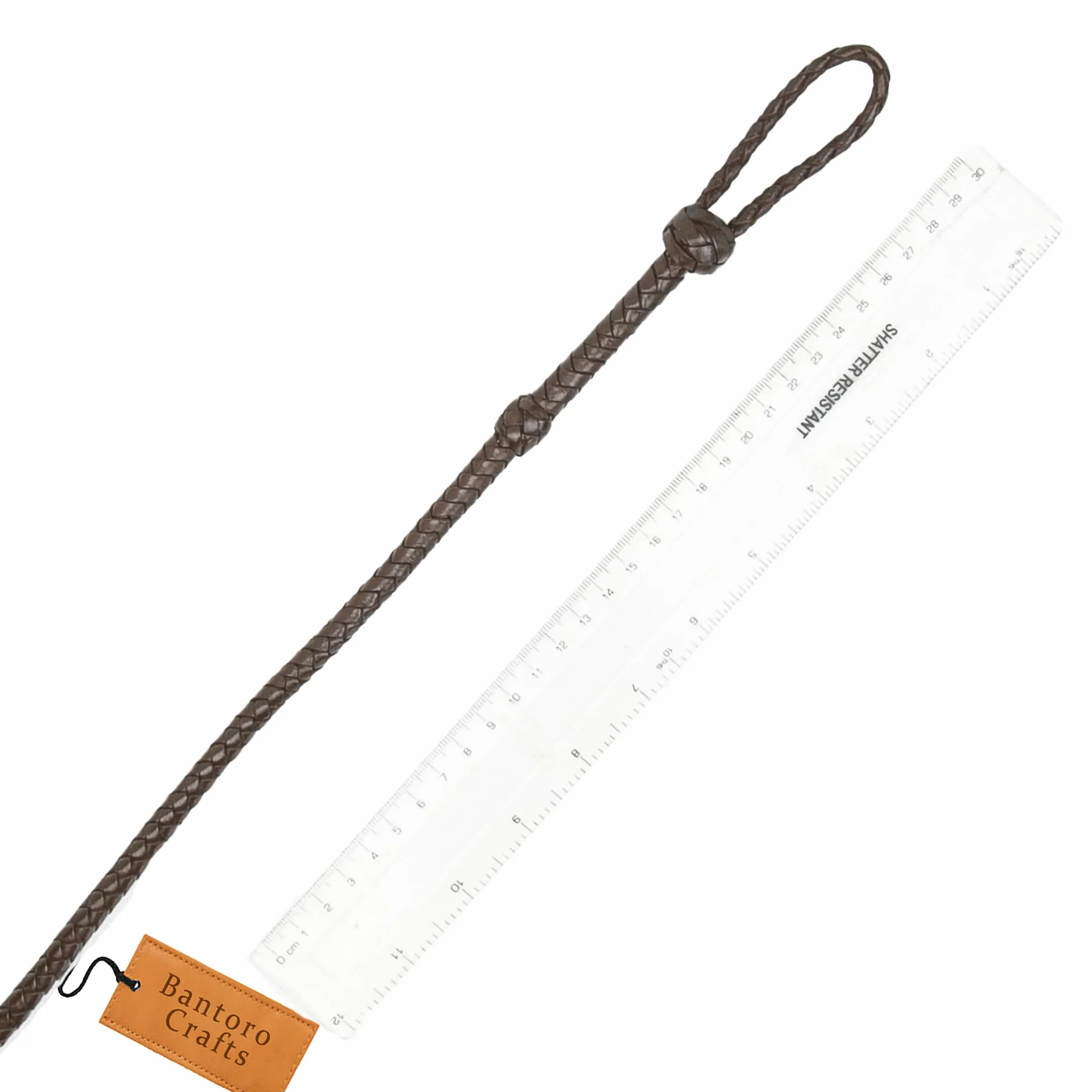 Brązowy skórzany minibicz 3 stopy / 91 cm długość 8 warkoczy Sploty Pleciona skóra Miniaturowy/Kieszonkowy Mały Snapper/Głośno trzaskający bicz byczy Czarny