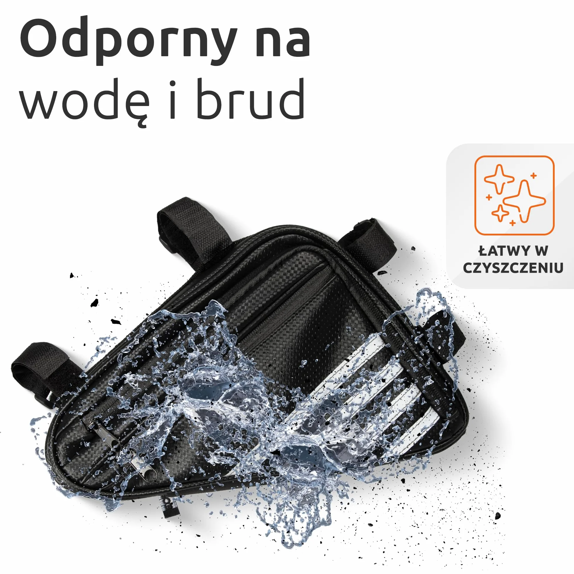 ECENCE Torba na ramę roweru hydrofobowa Torba trójkątna łatwe mocowanie za pomocą rzepów torba rowerowa Czarna