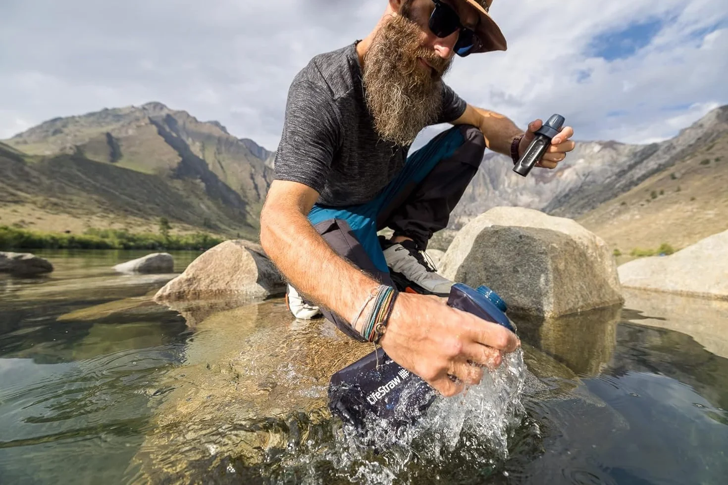 Lifestraw Peak Squeeze Butelka Filtrująca 1 l Ciemnoszary
