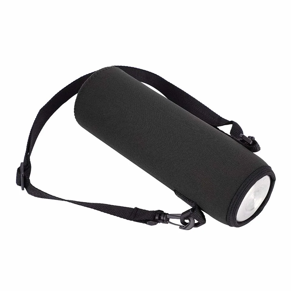 Neopren Wasserflaschenhülle 1L mit Gurt Thermohalter für Edelstahl und Plastikflaschen Schwarz