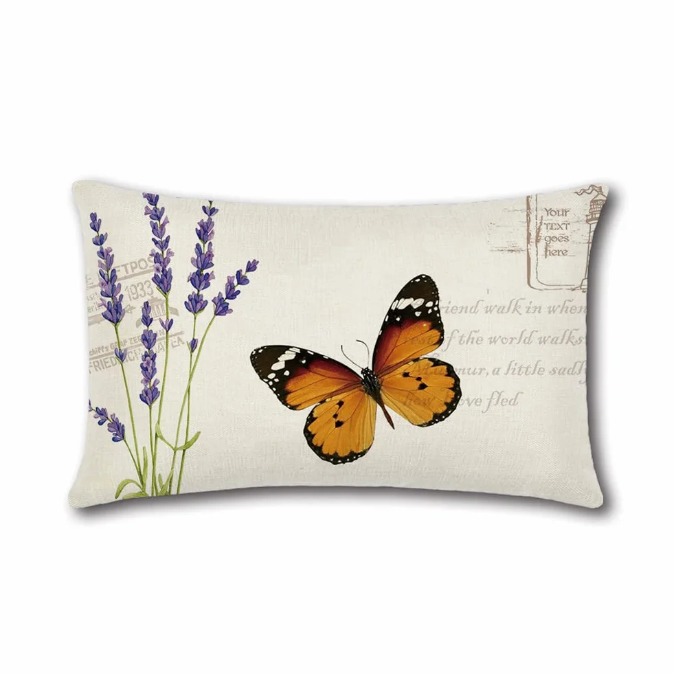 Artscope Zestaw 4 poszewek na poduszki, wodoszczelna, wzór owadów i roślin, na taras, do ogrodu, salonu, sypialni, dekoracja, 30 x 50 cm
