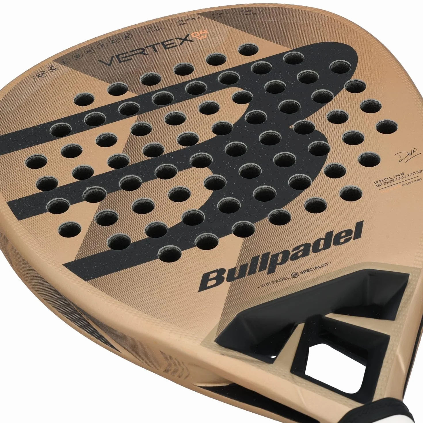 Bullpadel Vertex 04 W 25 Struny Rakieta do Padela Złota Czarna