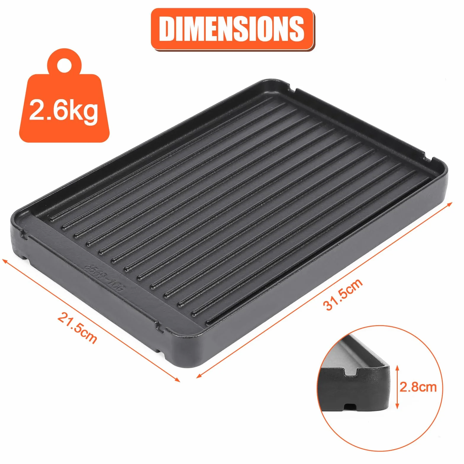 GFTIME Nieprzywierająca płyta grillowa do Enders Urban II, Urban Pro II, Explorer II, Explorer Pro II, 31,5 × 21,5 cm, żeliwna płyta grillowa z powłoką zapobiegającą przywieraniu, masywna płyta