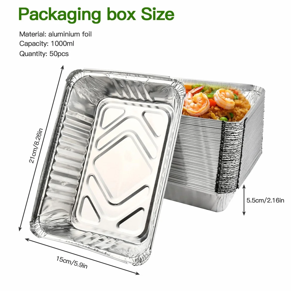 50 sztuk aluminiowych misek do grillowania, 22 x 15 x 5,5 cm, tacki ociekowe, jednorazowe, tacki do grilla, ciasta, owoców