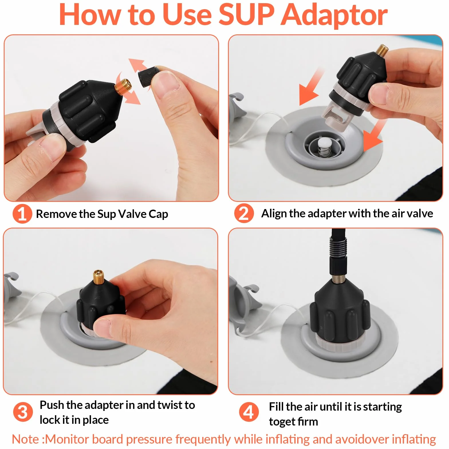 SUP adapter do pompy, adapter SUP do sprężarki, adapter zaworu SUP z 5 dyszami gazowymi, adapter do wentyli pontonu, do nadmuchiwanej łodzi wiosłowej, deski SUP
