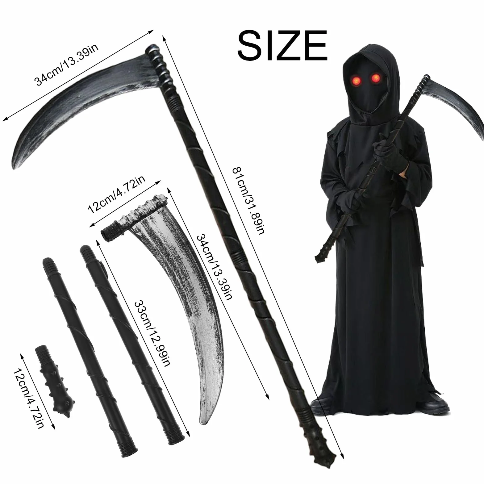 Sensa na Halloween, kosa ponury żniwiarz, akcesoria z tworzywa sztucznego, na Halloween, Cosplay, karnawał, imprezę tematyczną, możliwość rozłożenia, oszczędność miejsca, długość 81 cm