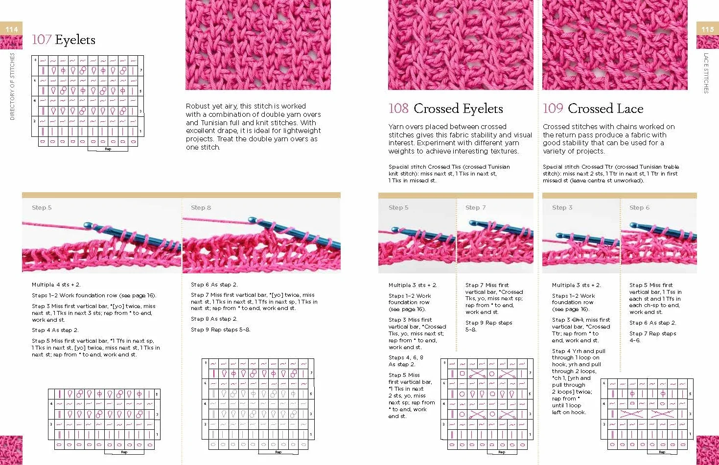 Tunisian Crochet Stitch Dictionary: 150 Essential Stitches with Actual-Size Swatches, Charts, and Step-by-Step Photos