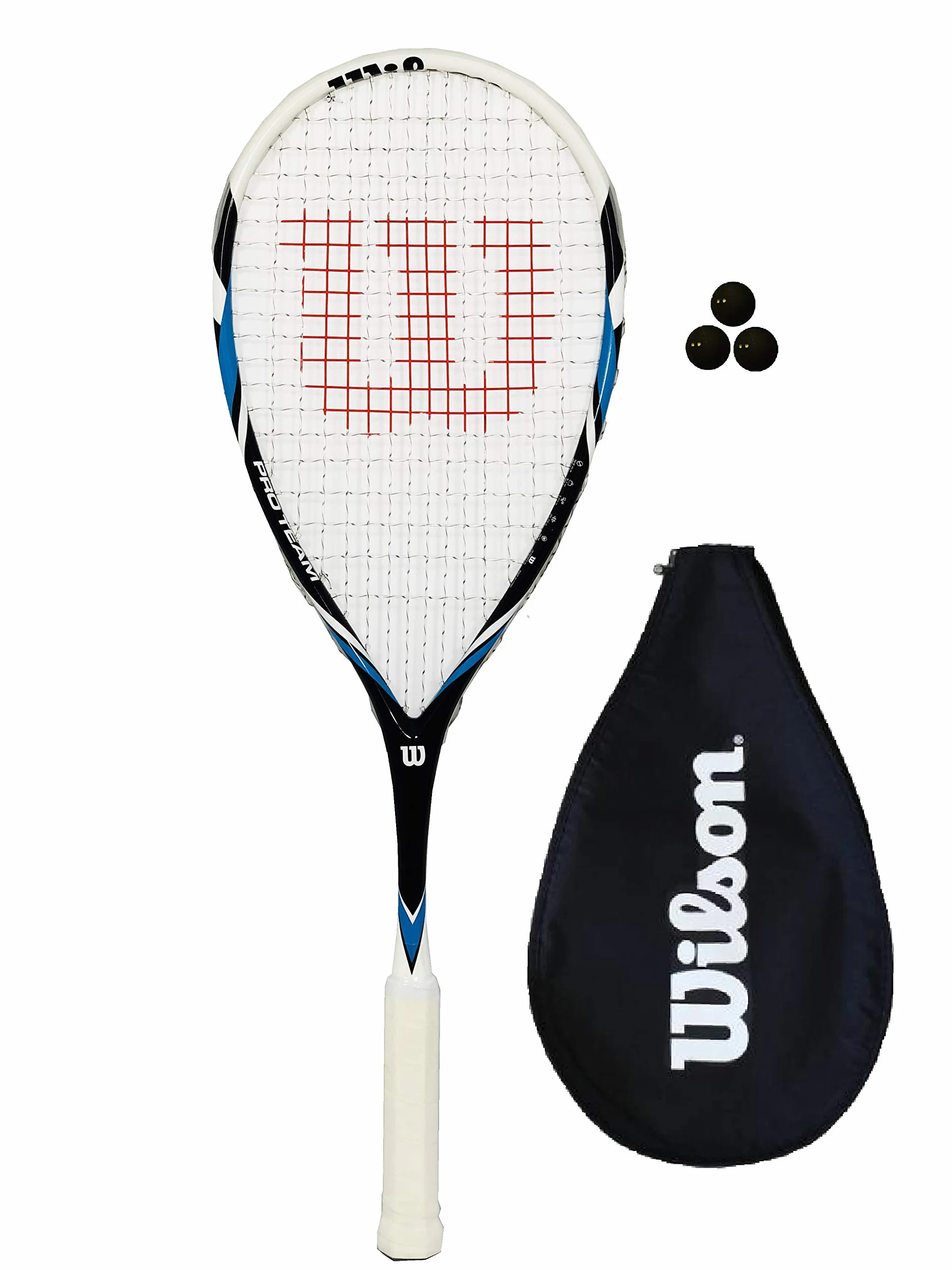 Wilson Pro Team rakieta do squasha niebieska, 1 x rakieta + 3 piłki