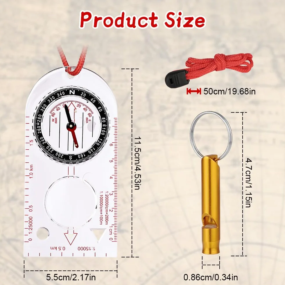 flintronic Kompas outdoorowy kieszonkowy z funkcją świecenia do nawigacji na świeżym powietrzu