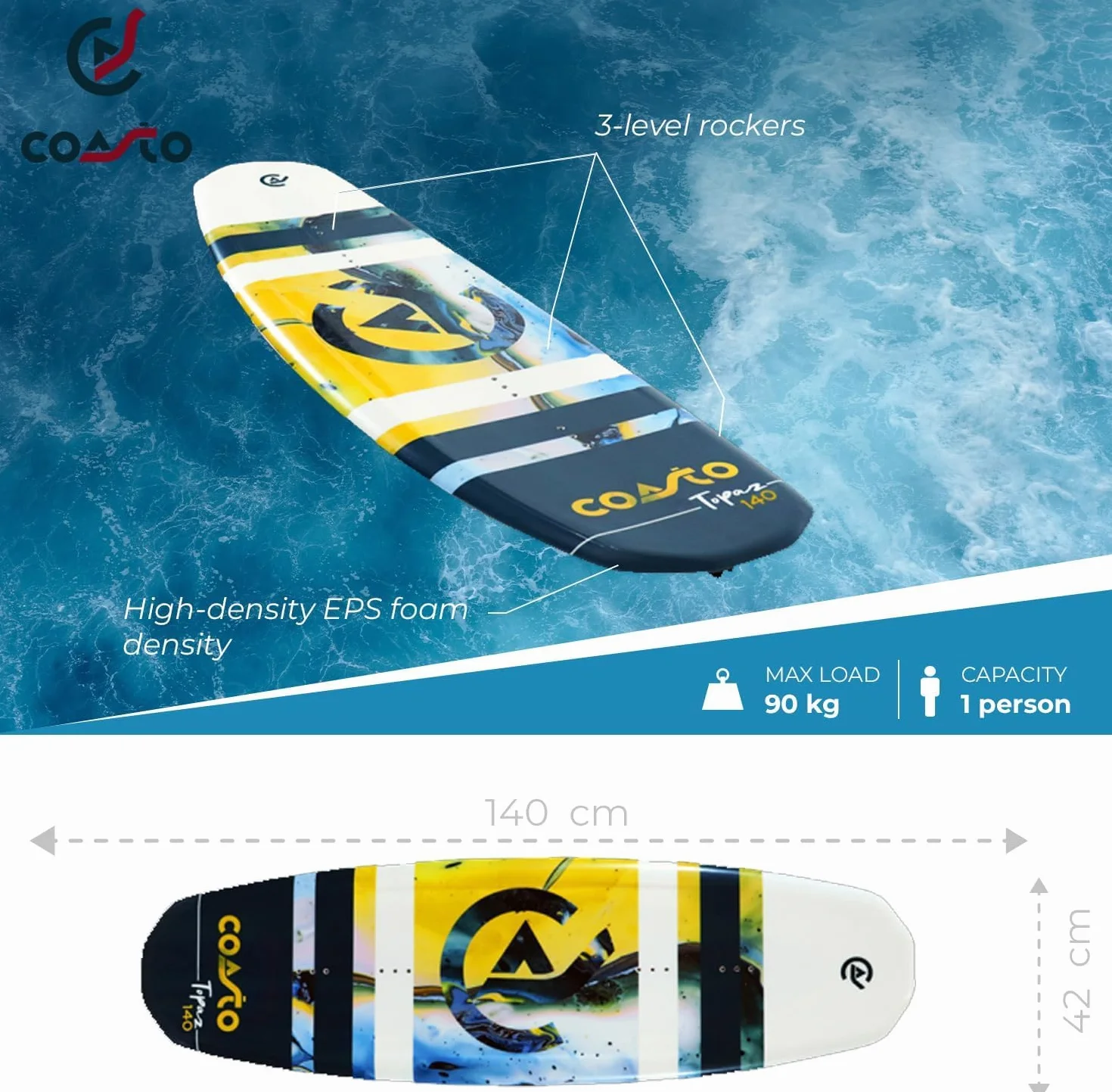 COASTO Topaz 140 Wakeboard Flex z wiązaniem 39-46