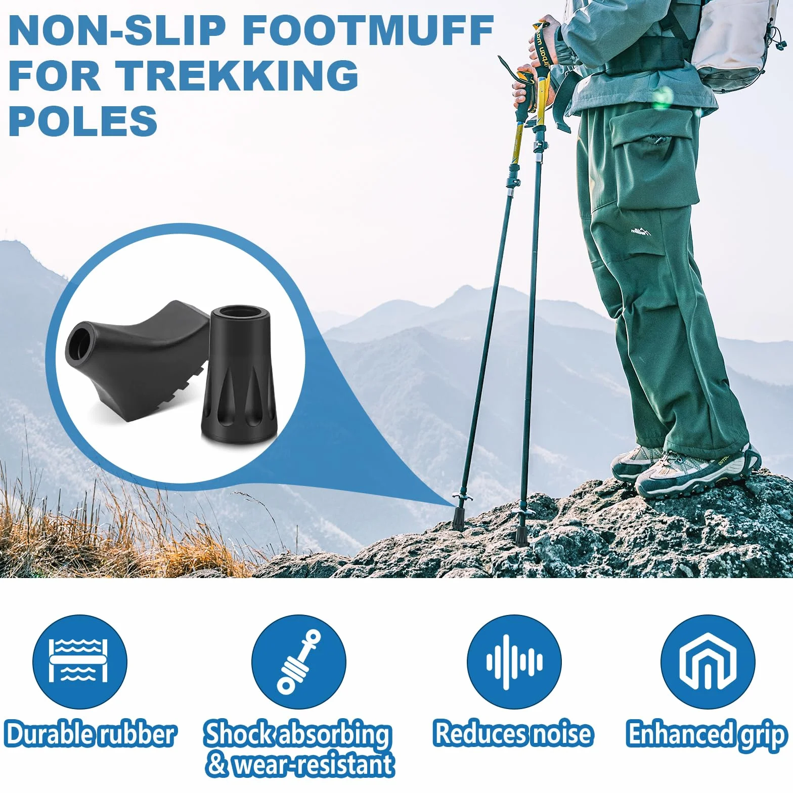 12 sztuk gumowych odbojników do chodzenia, gumowe, 11 mm, gumowe, amortyzacja, antypoślizgowe kijki trekkingowe, do kijków trekkingowych, asfaltu, żwiru, gór, wędrówek