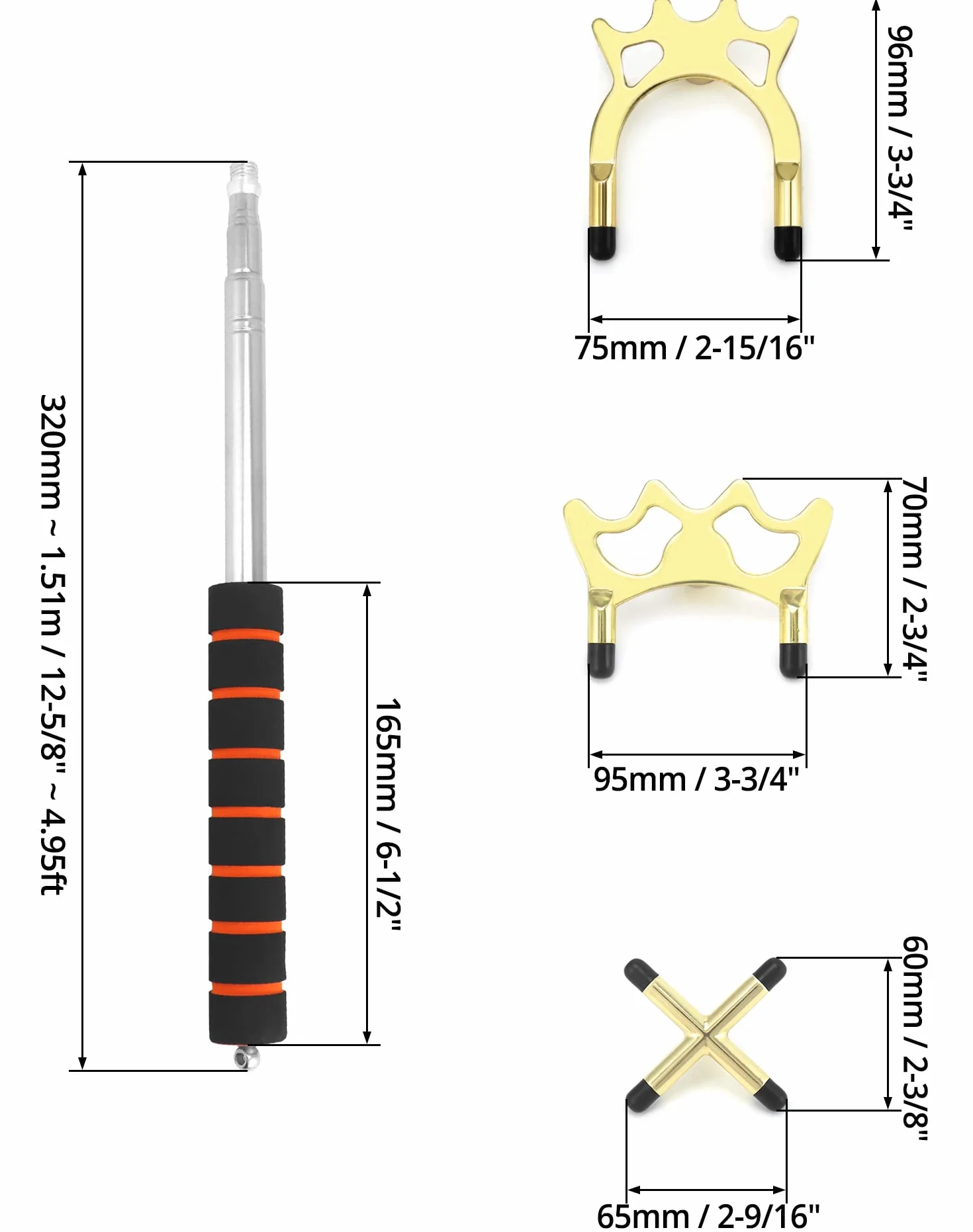 QWORK® wysuwany mostek bilardowy 1ueu z 3 odłączanymi mosiężnymi mostkami, akcesoria bilardowe, 35~150 cm