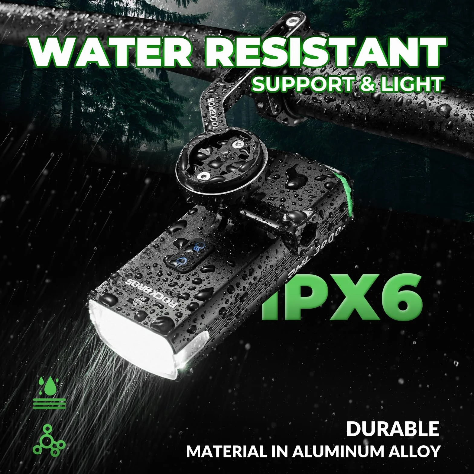 ROCKBROS Lampka Rowerowa 3000 Lumenów LED Ładowana przez USB, Wodoodporność IPX6